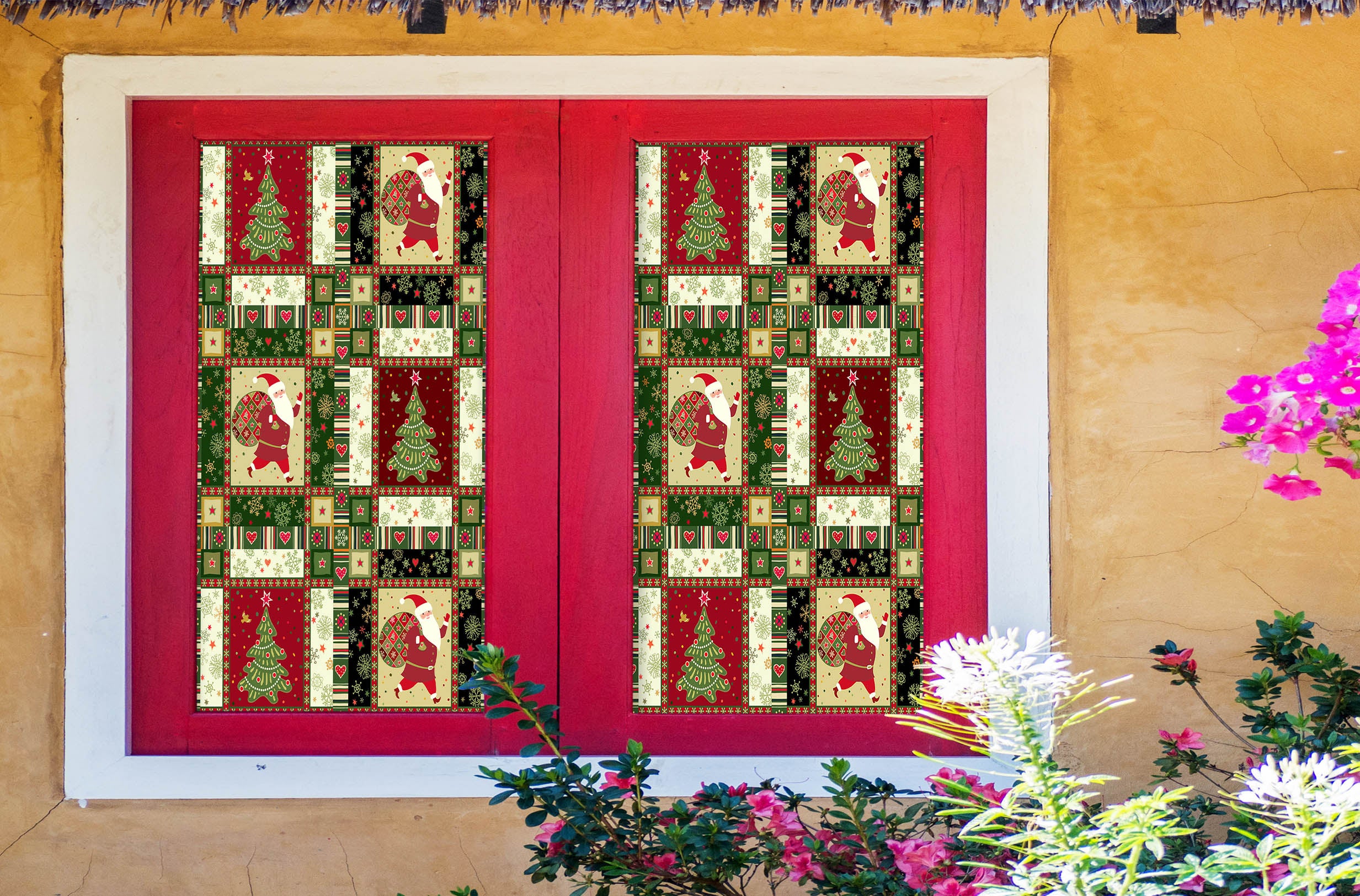 3D Christmas Tree Pattern 30047 Christmas Window Film Print Sticker Cling Stained Glass Xmas