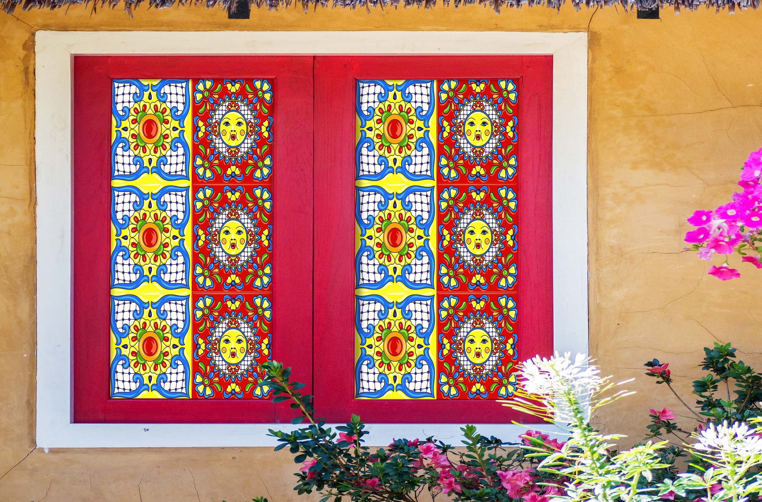 3D Yellow Pattern 109 Window Film Print Sticker Cling Stained Glass UV Block