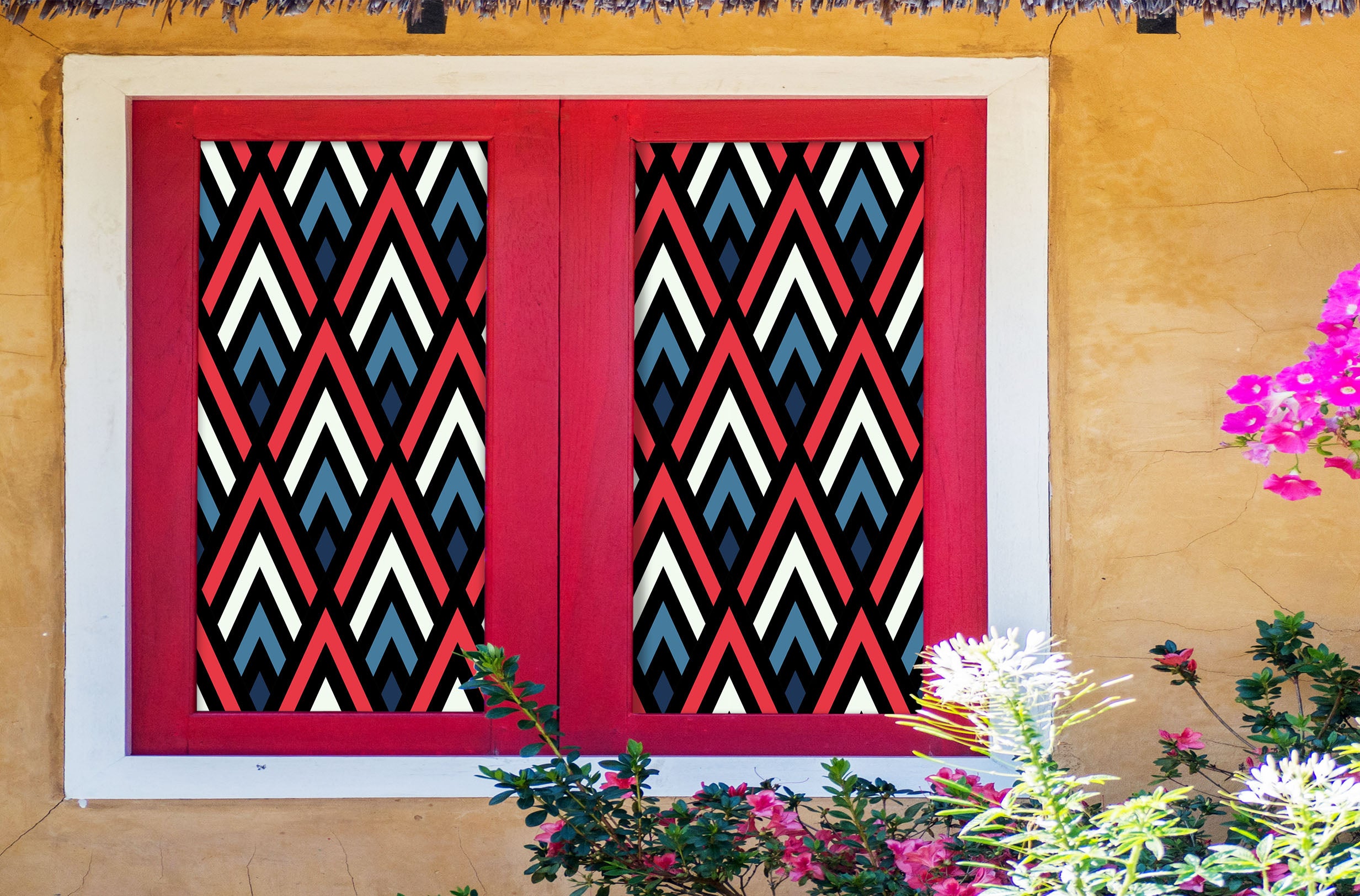 3D Red Triangle 187 Window Film Print Sticker Cling Stained Glass UV Block