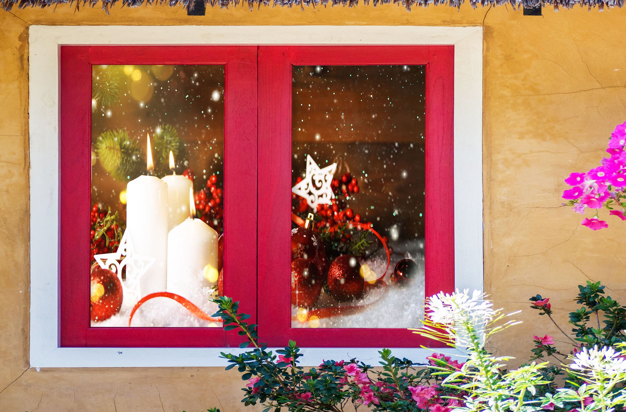 3D Candle Pendant 31052 Christmas Window Film Print Sticker Cling Stained Glass Xmas