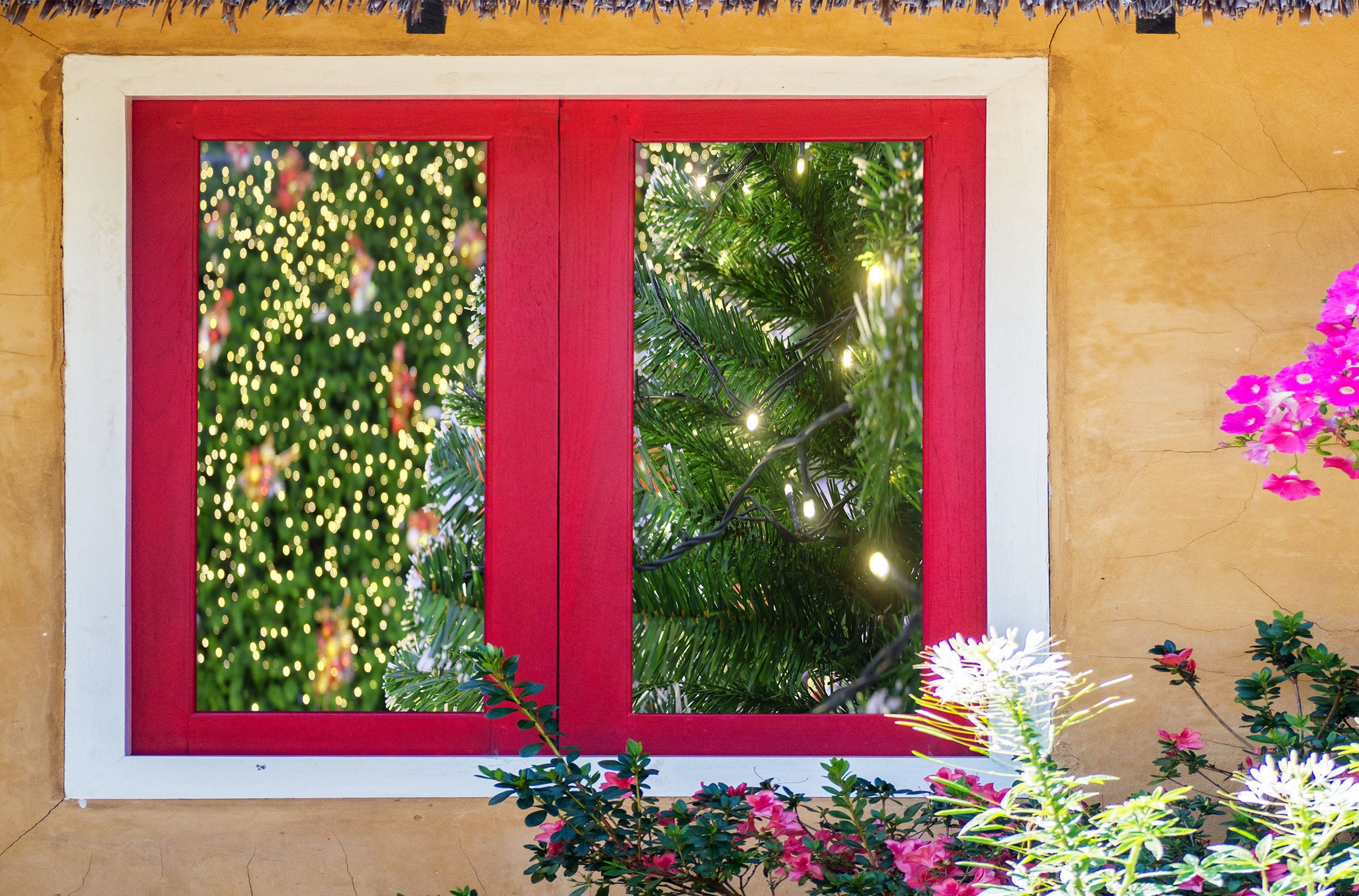 3D Tree String Lights 30055 Christmas Window Film Print Sticker Cling Stained Glass Xmas