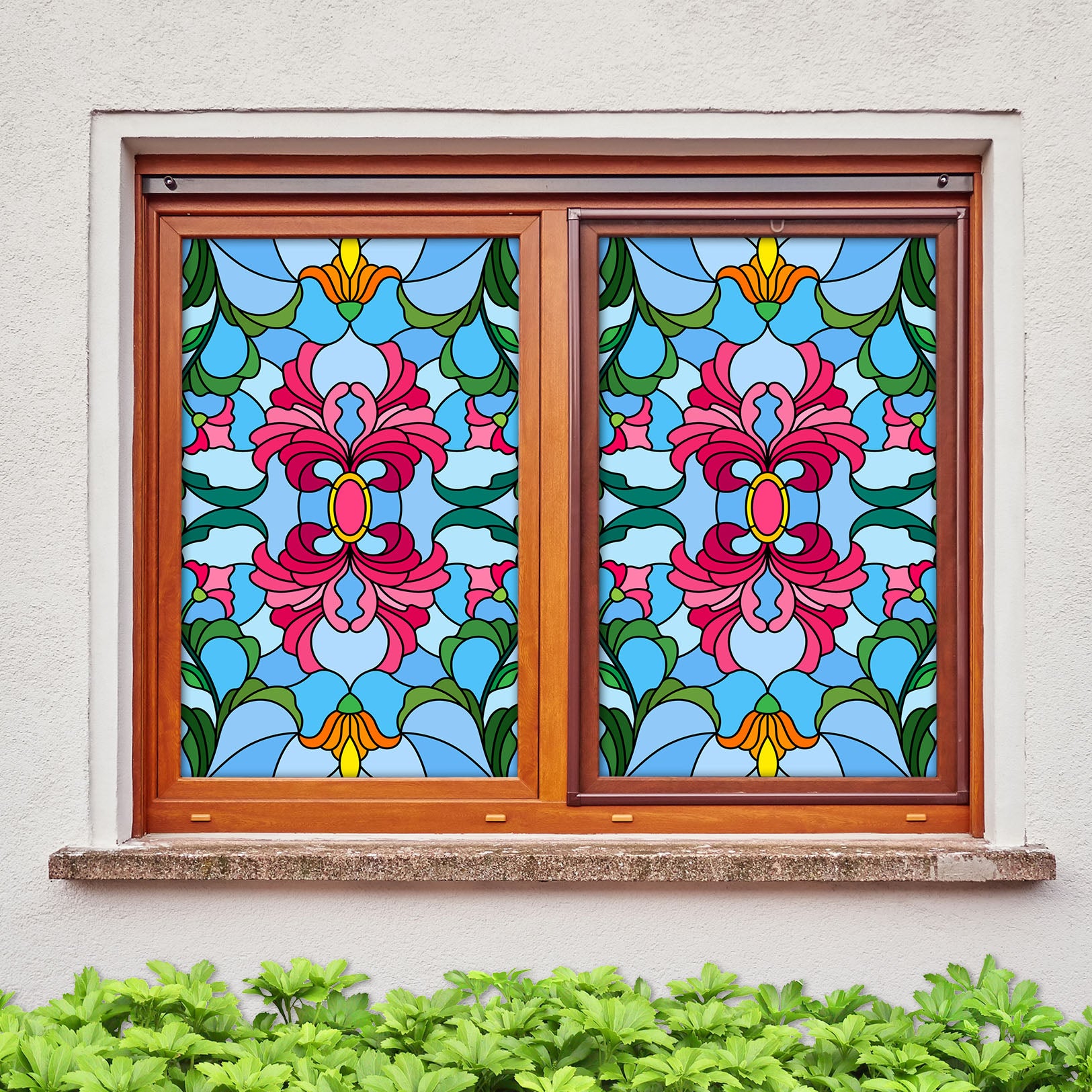 3D Red Flower 077 Window Film Print Sticker Cling Stained Glass UV Block