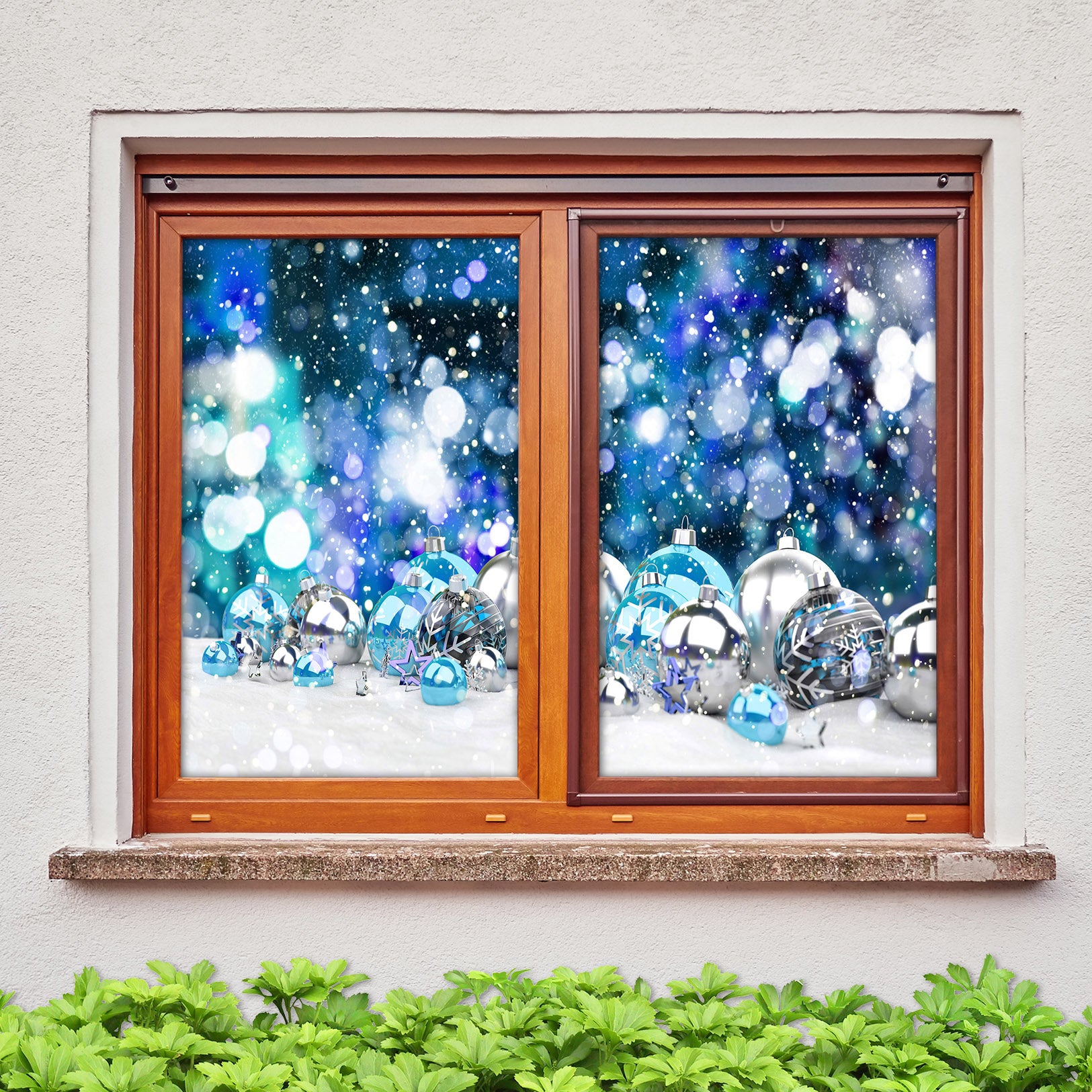 3D Blue Ball 30046 Christmas Window Film Print Sticker Cling Stained Glass Xmas