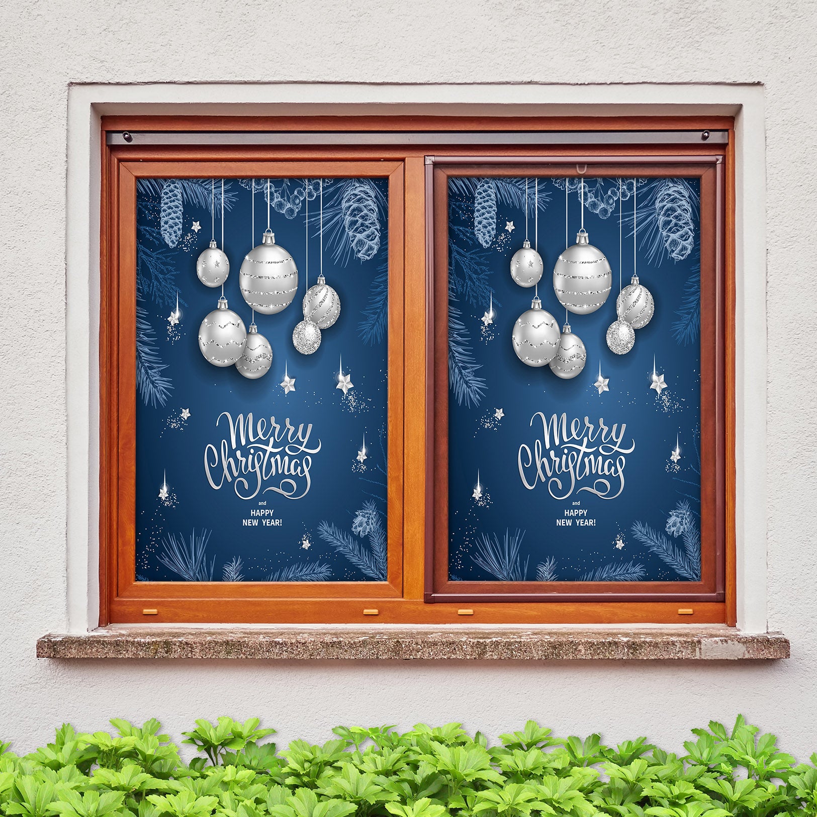 3D Merry Christmas 30070 Christmas Window Film Print Sticker Cling Stained Glass Xmas