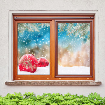 3D Snow Red Ball 31029 Christmas Window Film Print Sticker Cling Stained Glass Xmas