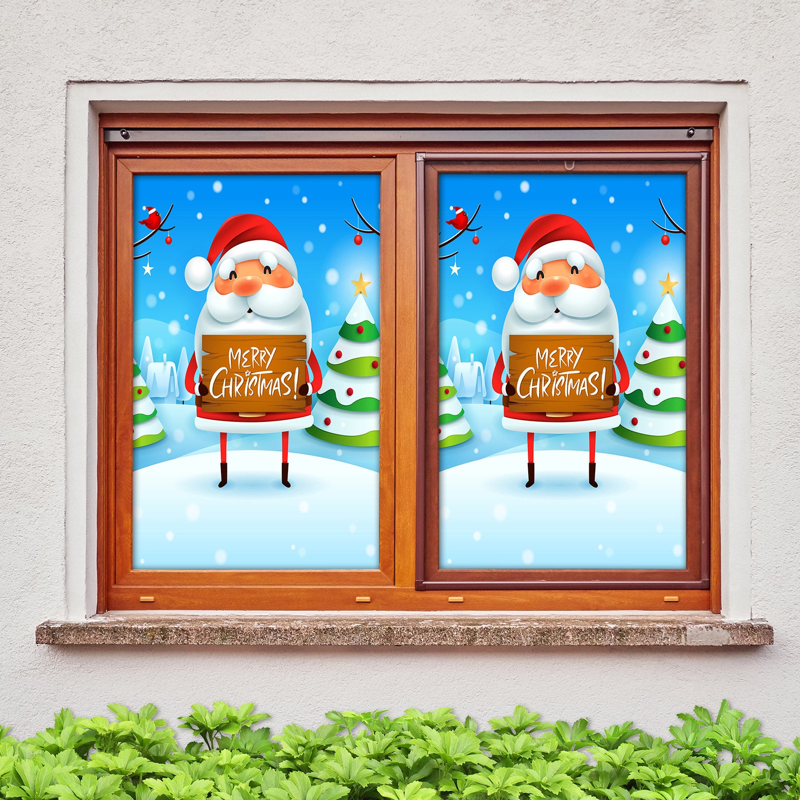 3D Santa Claus 31070 Christmas Window Film Print Sticker Cling Stained Glass Xmas