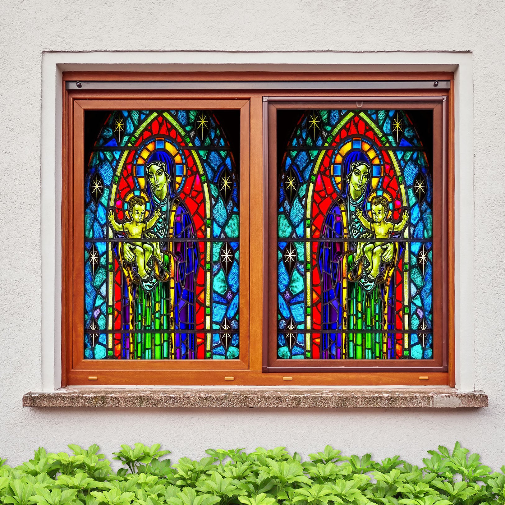 3D Nun Saint Son 239 Window Film Print Sticker Cling Stained Glass UV Block