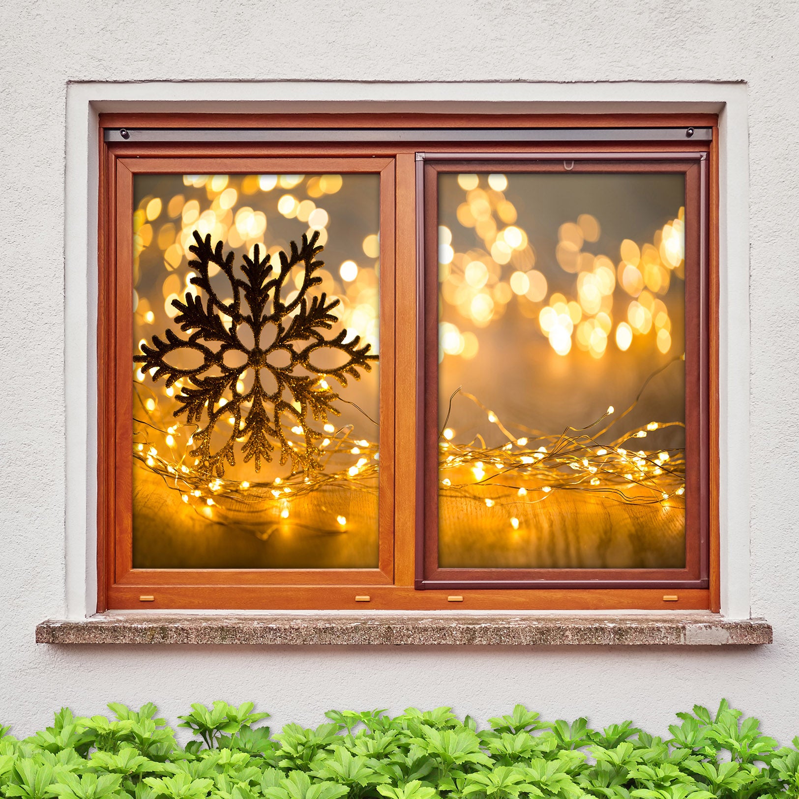 3D Snowflake String Lights 30130 Christmas Window Film Print Sticker Cling Stained Glass Xmas