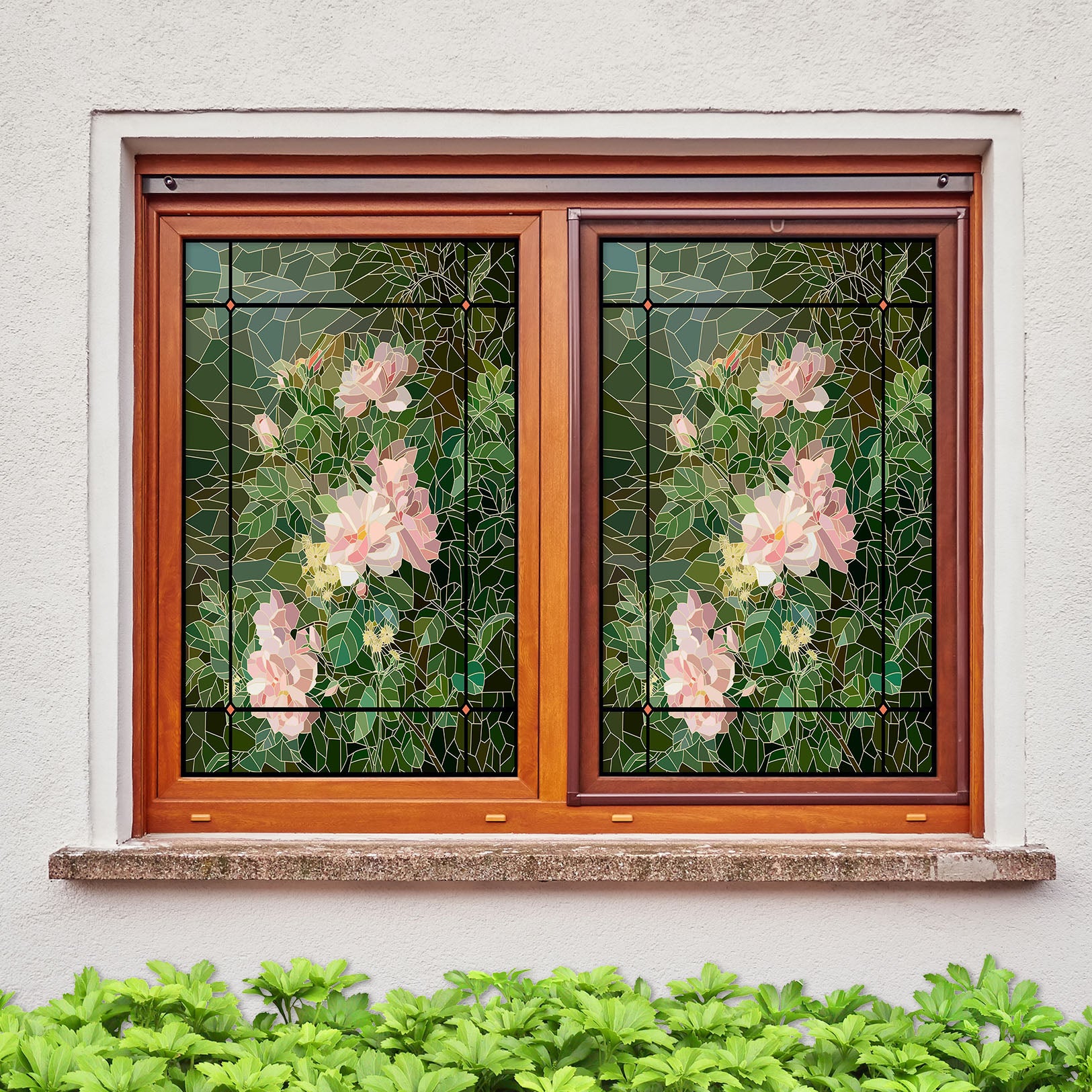 3D Mosaic Flower 386 Window Film Print Sticker Cling Stained Glass UV Block