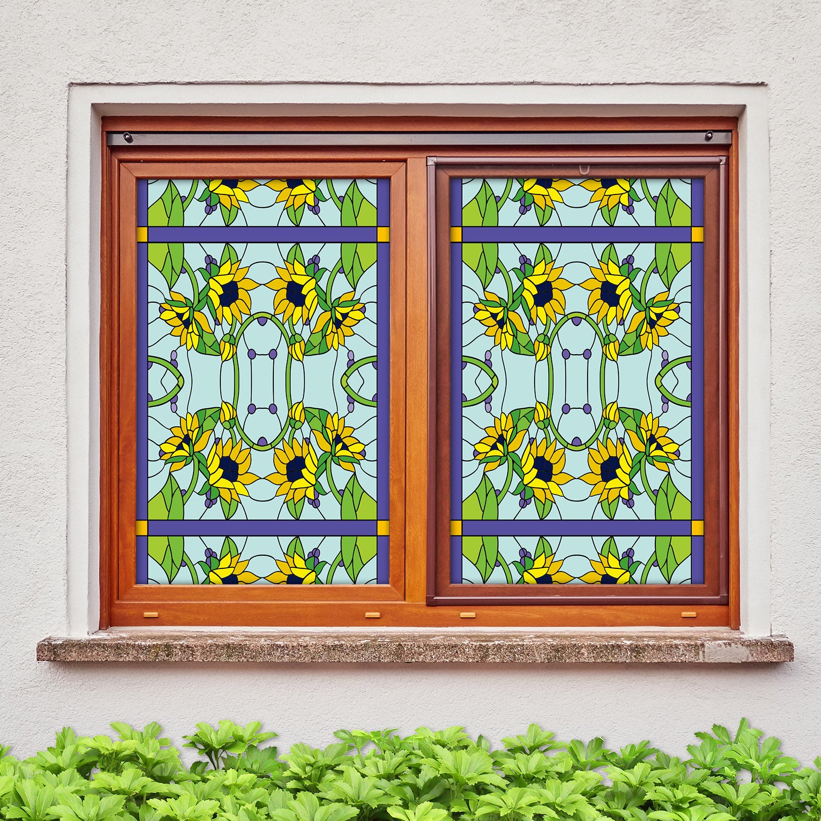 3D Yellow Sunflower 186 Window Film Print Sticker Cling Stained Glass UV Block