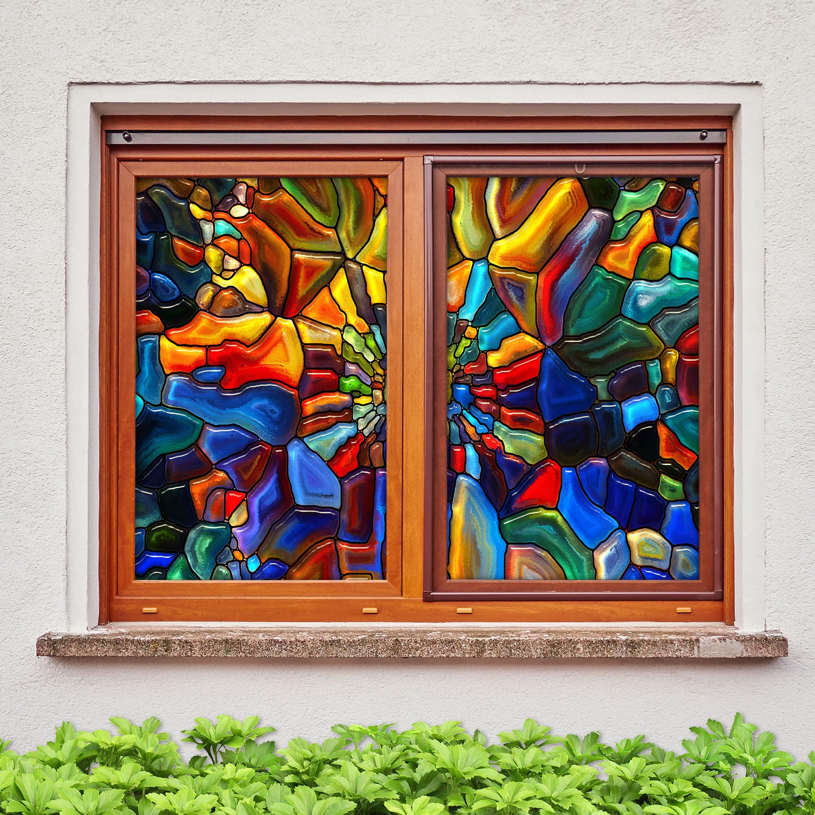 3D Colored Graffiti 308 Window Film Print Sticker Cling Stained Glass UV Block