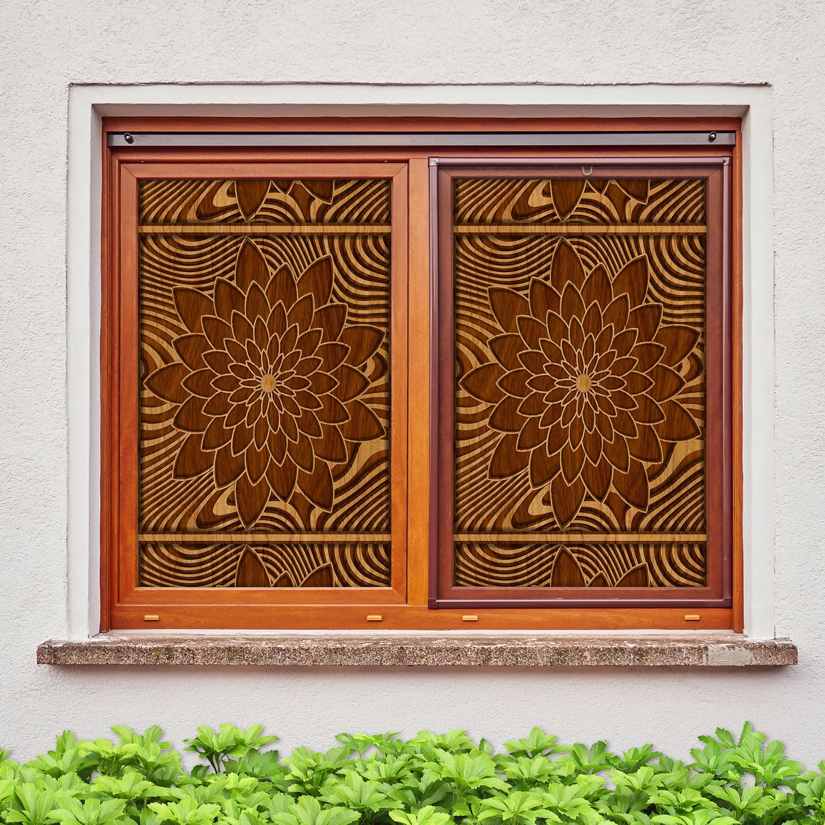 3D Peony Pattern 148 Window Film Print Sticker Cling Stained Glass UV Block