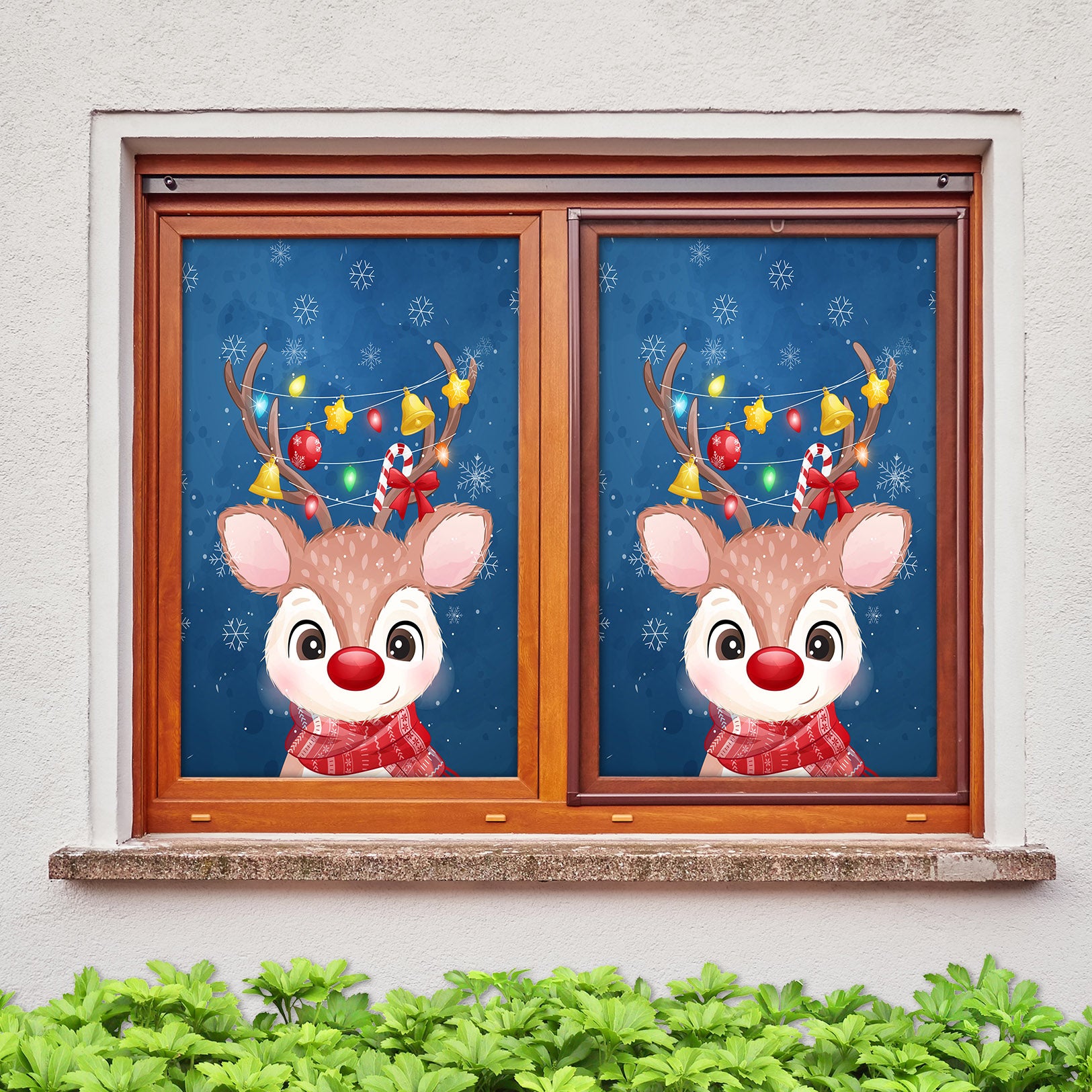 3D Deer 30133 Christmas Window Film Print Sticker Cling Stained Glass Xmas