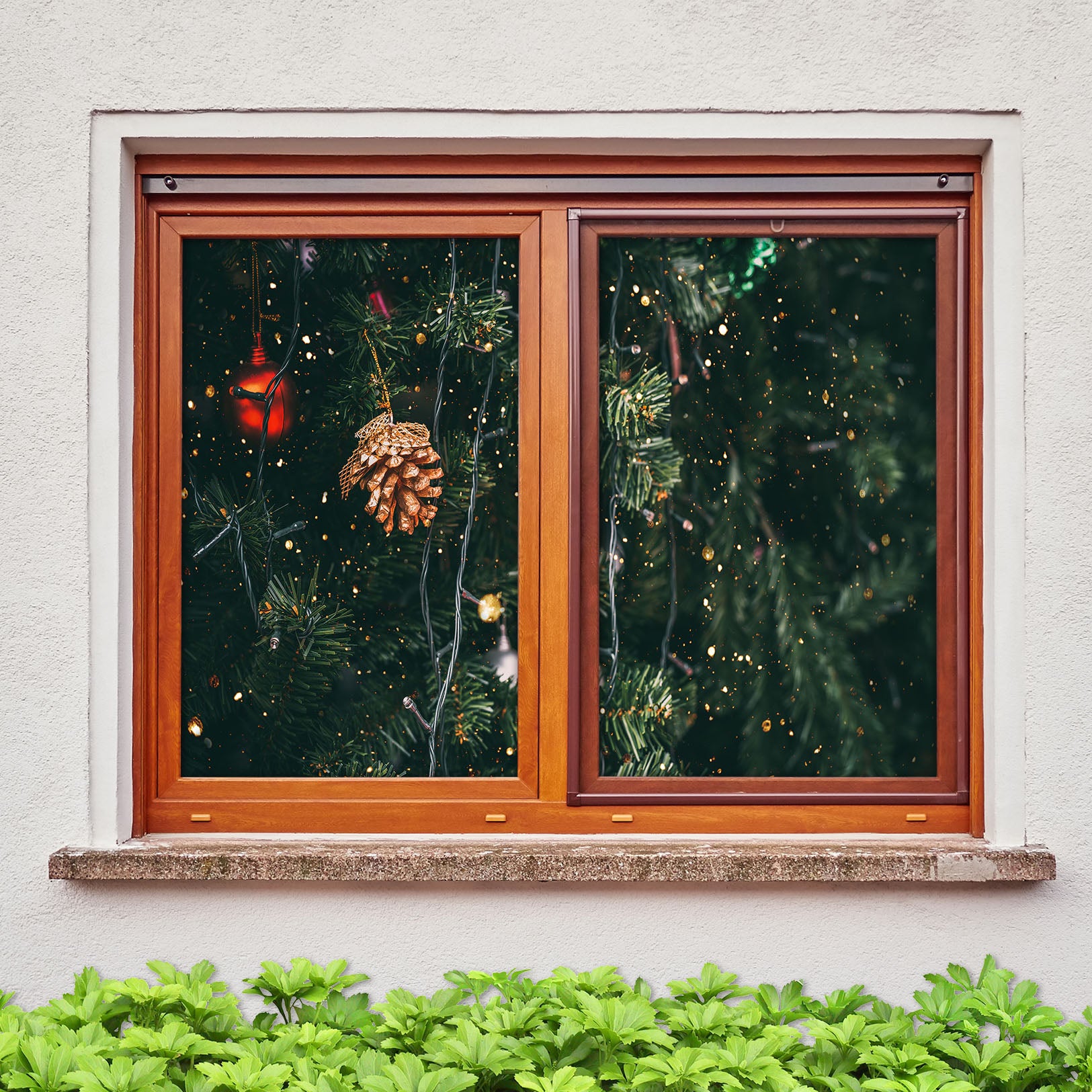 3D Christmas Tree Branches 30123 Christmas Window Film Print Sticker Cling Stained Glass Xmas