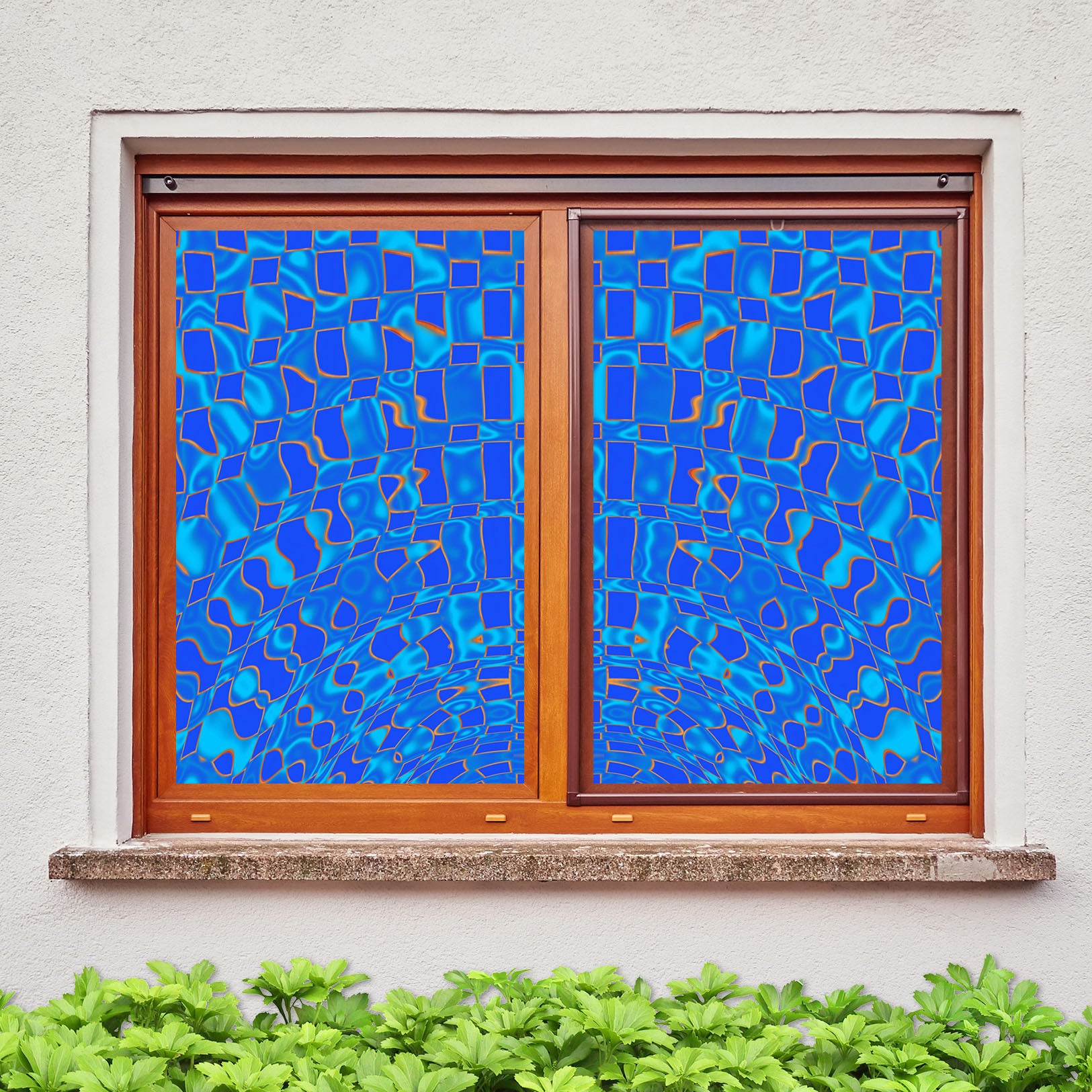 3D Blue Mosaic 256 Window Film Print Sticker Cling Stained Glass UV Block