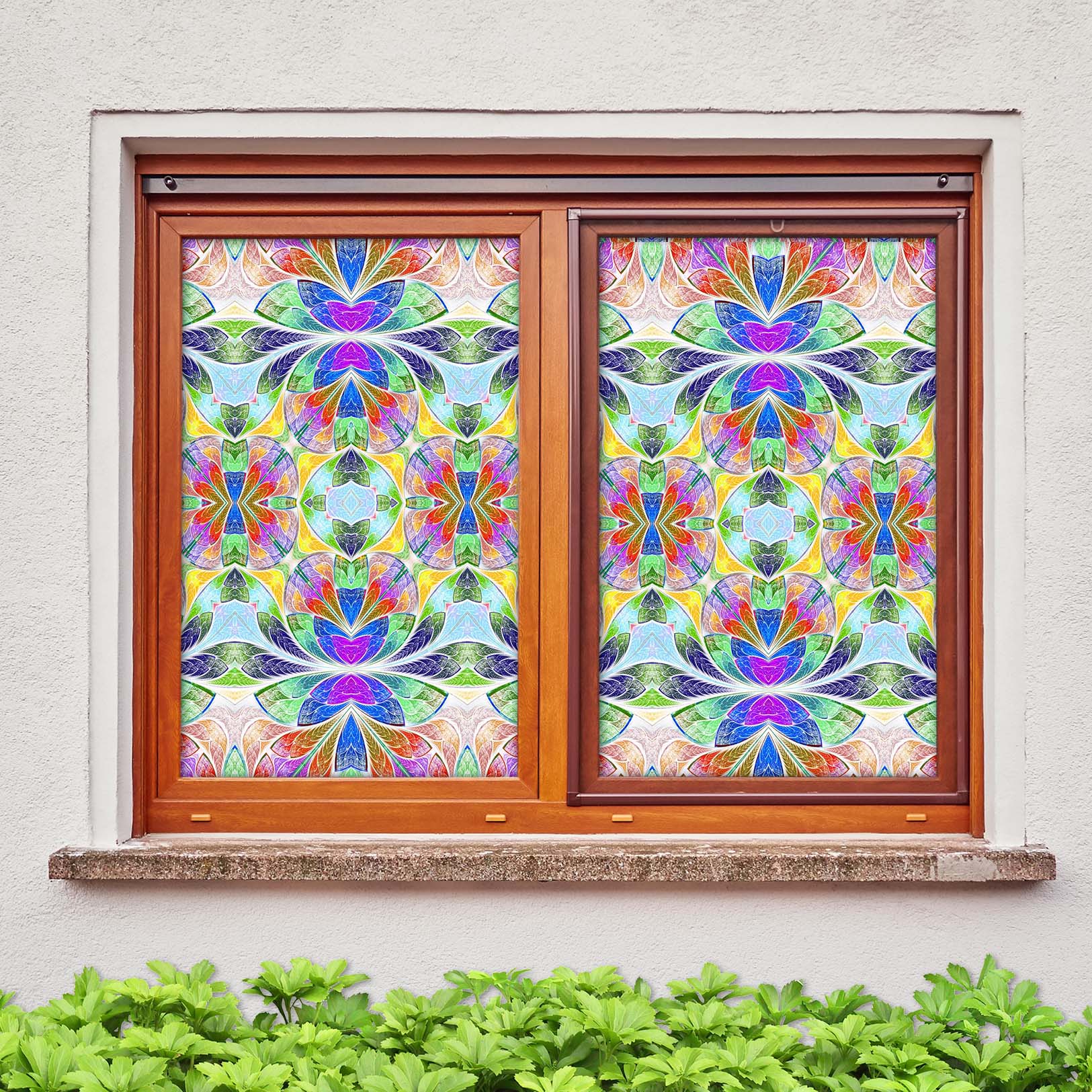 3D Colored Flower 339 Window Film Print Sticker Cling Stained Glass UV Block