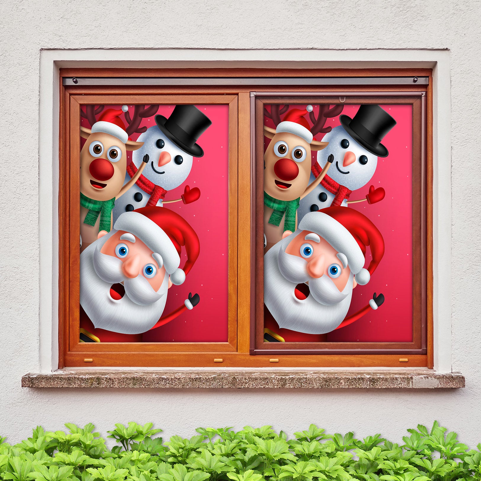 3D Snowman Santa 30063 Christmas Window Film Print Sticker Cling Stained Glass Xmas