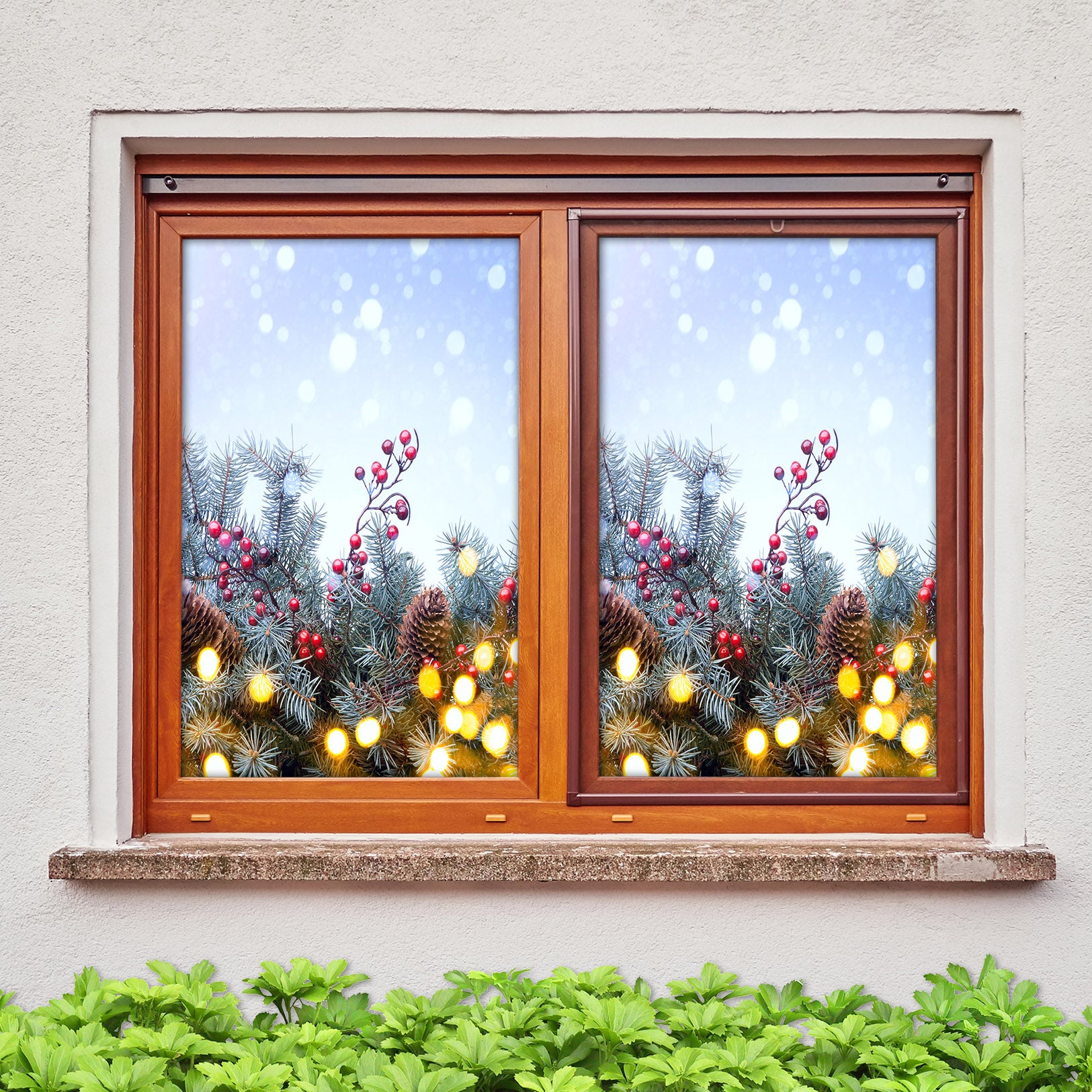 3D Branches 31024 Christmas Window Film Print Sticker Cling Stained Glass Xmas