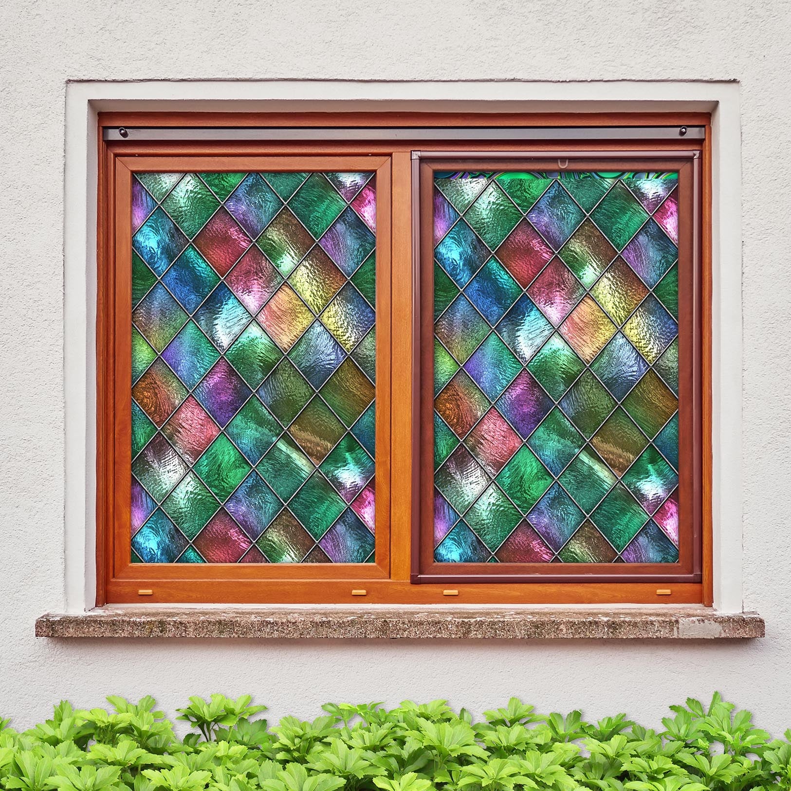 3D Colored Diamond 432 Window Film Print Sticker Cling Stained Glass UV Block