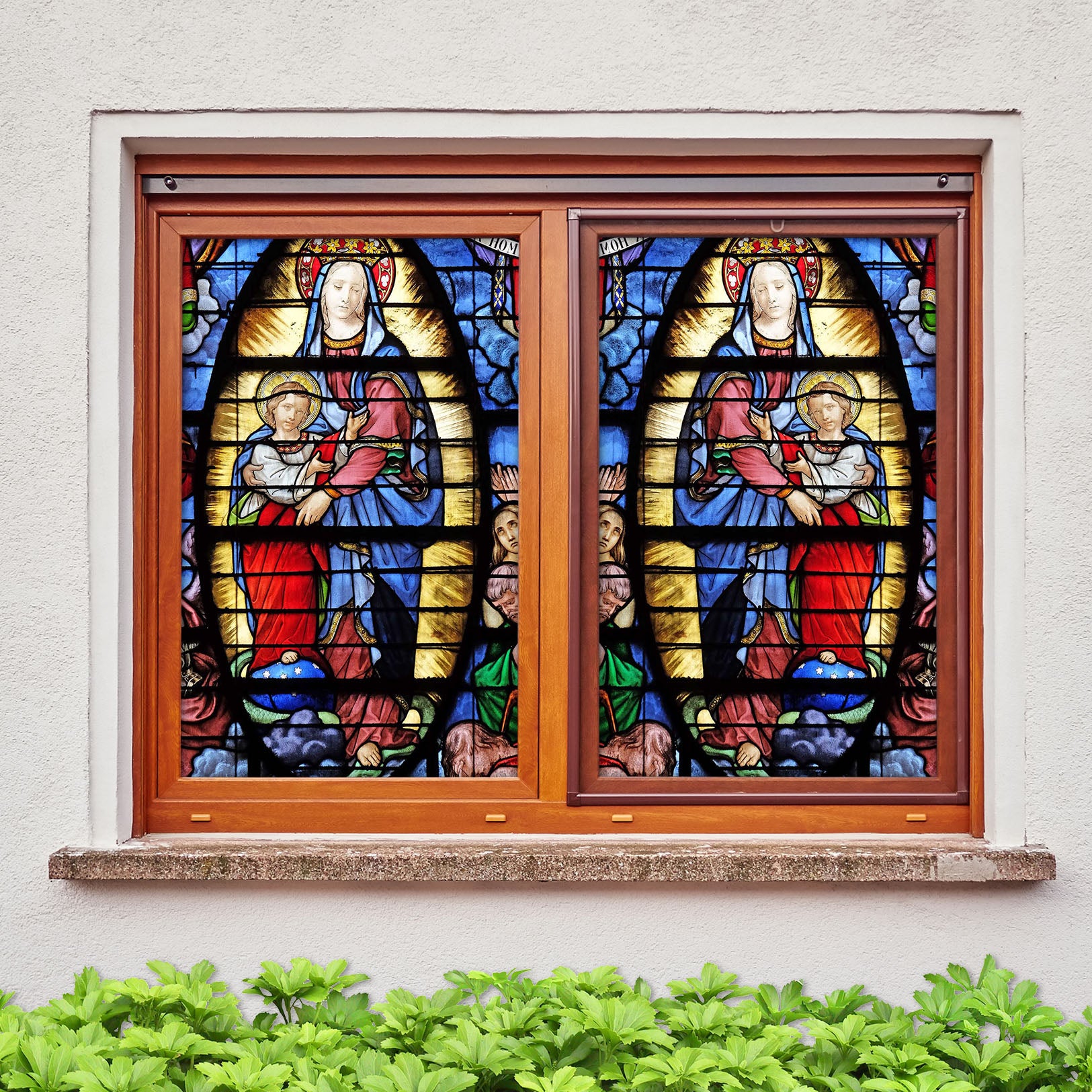 3D Religious Nun 205 Window Film Print Sticker Cling Stained Glass UV Block