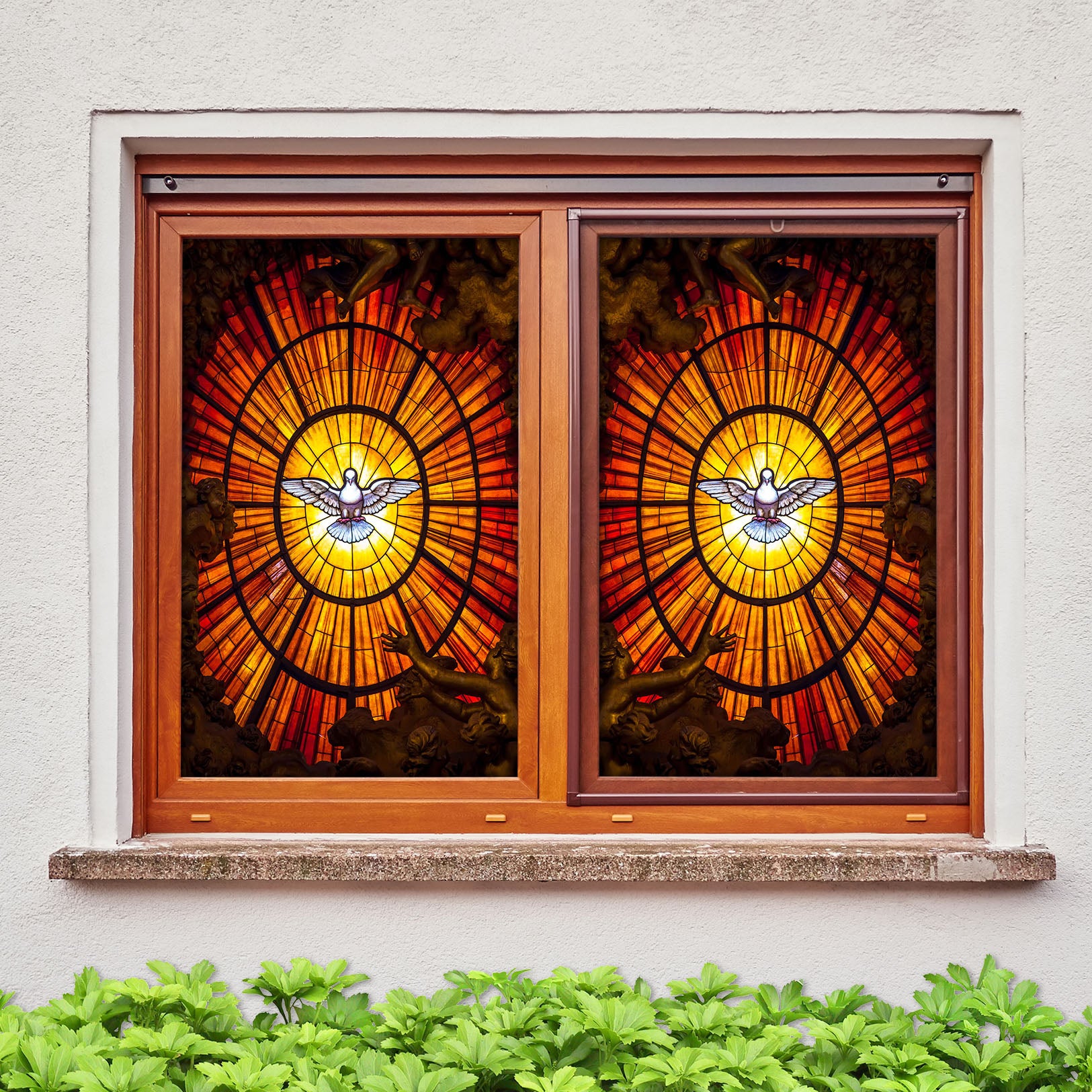 3D Light Dove 230 Window Film Print Sticker Cling Stained Glass UV Block