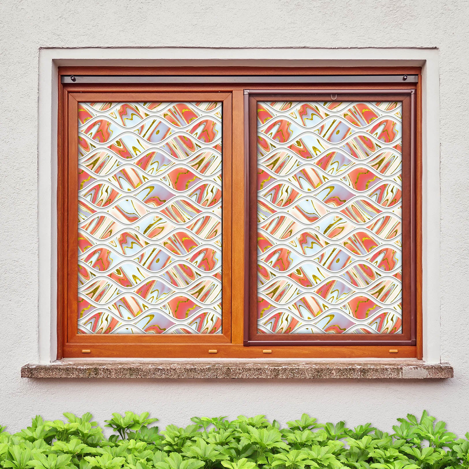 3D Fish Pattern 203 Window Film Print Sticker Cling Stained Glass UV Block