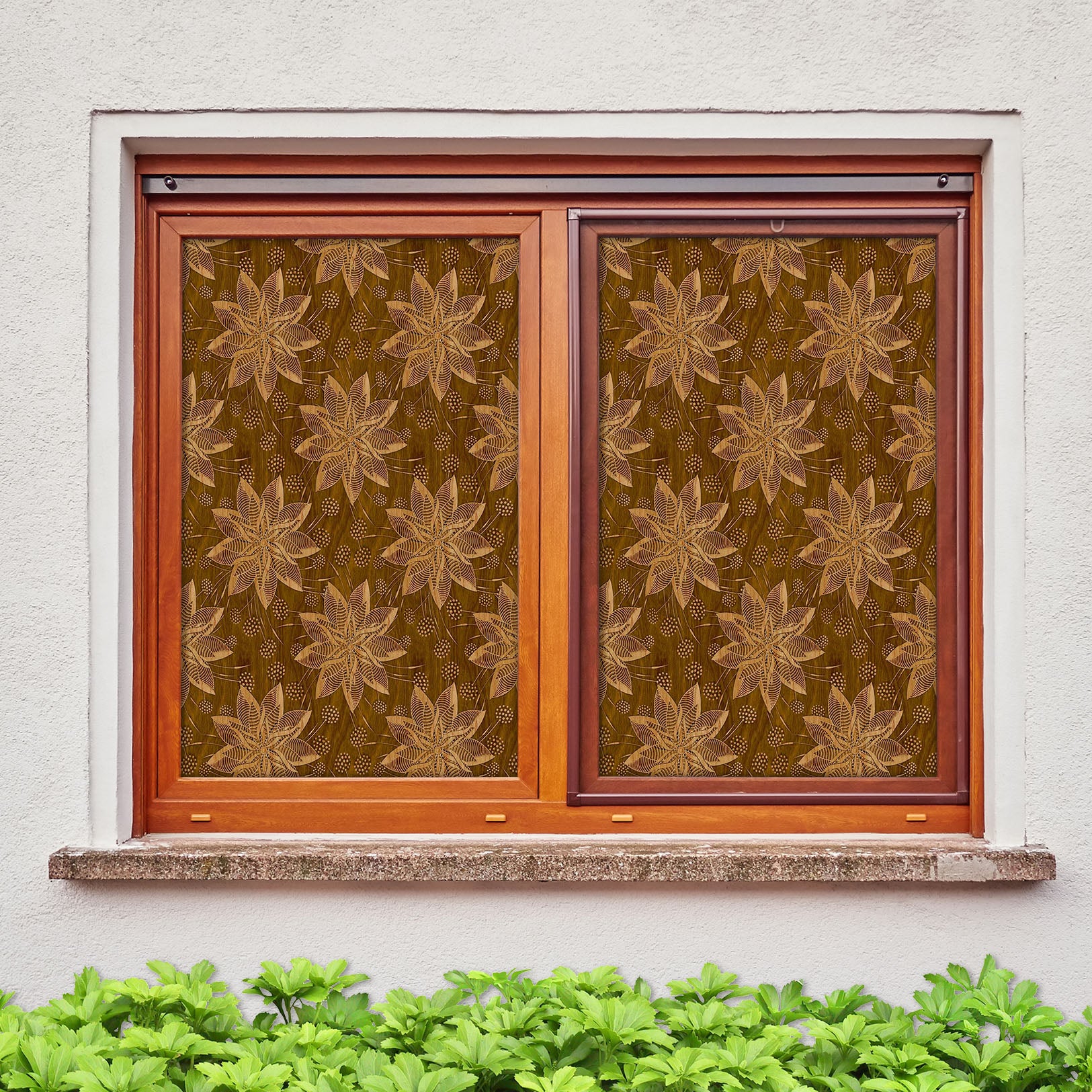 3D Brown Flower 108 Window Film Print Sticker Cling Stained Glass UV Block