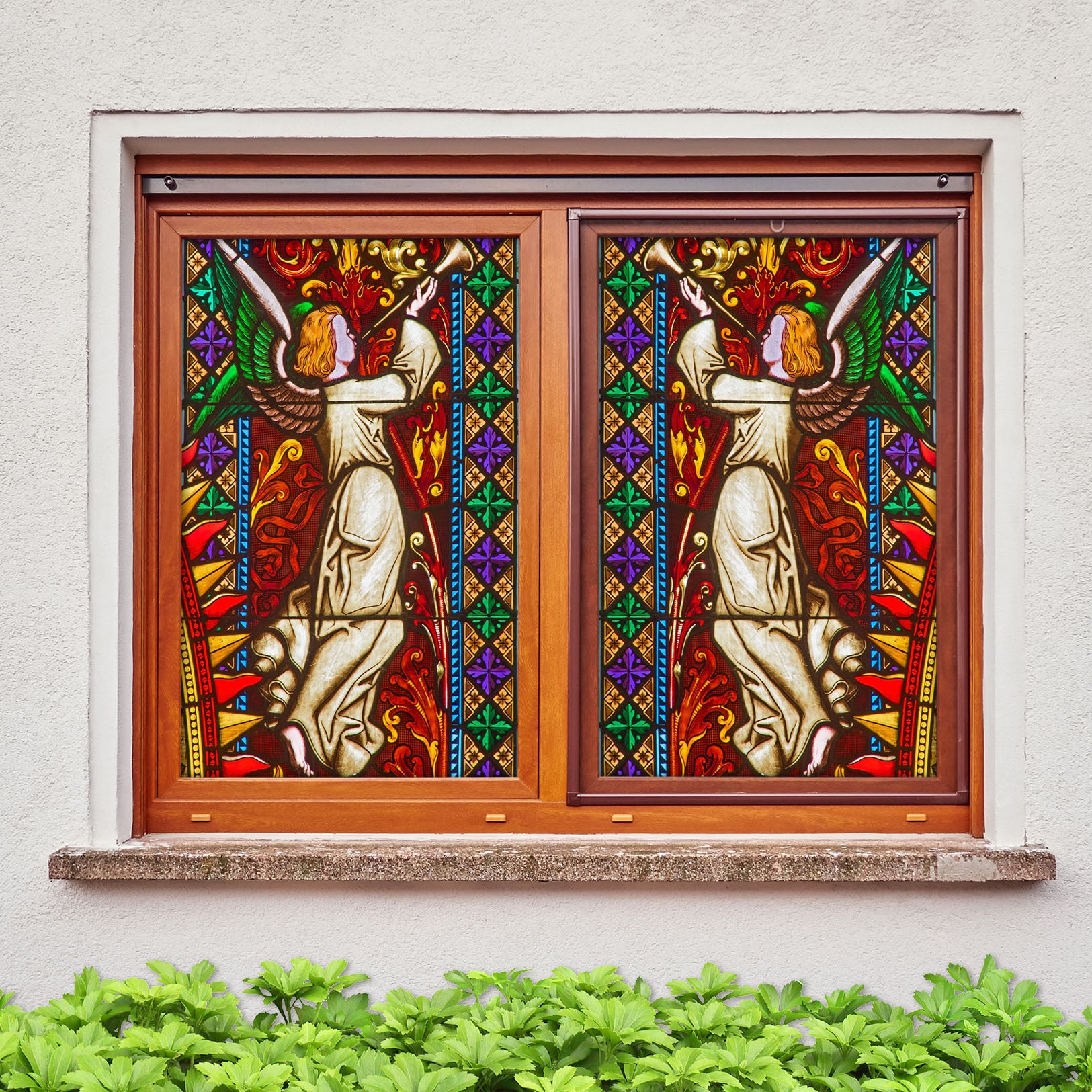 3D Boy Trumpet 022 Window Film Print Sticker Cling Stained Glass UV Block