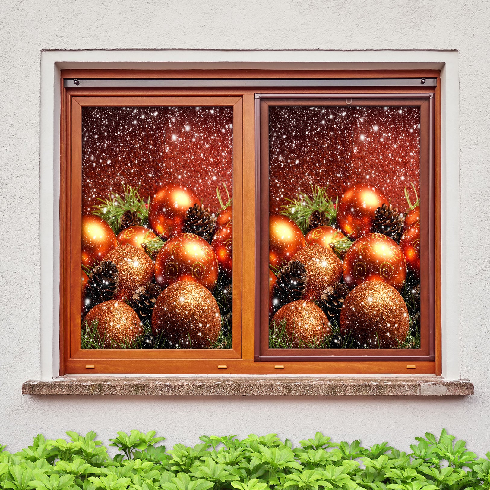 3D Golden Ball 31009 Christmas Window Film Print Sticker Cling Stained Glass Xmas