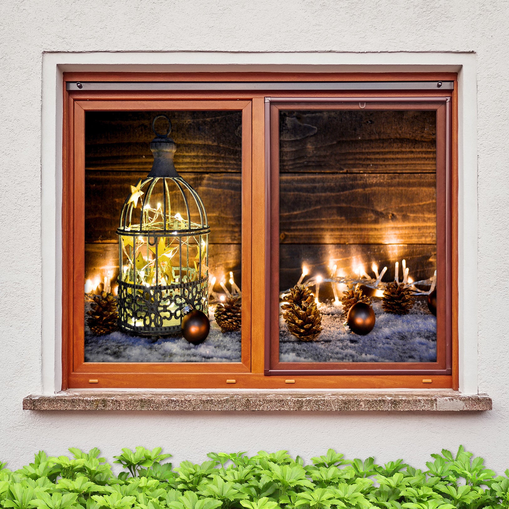 3D String Lights 30082 Christmas Window Film Print Sticker Cling Stained Glass Xmas