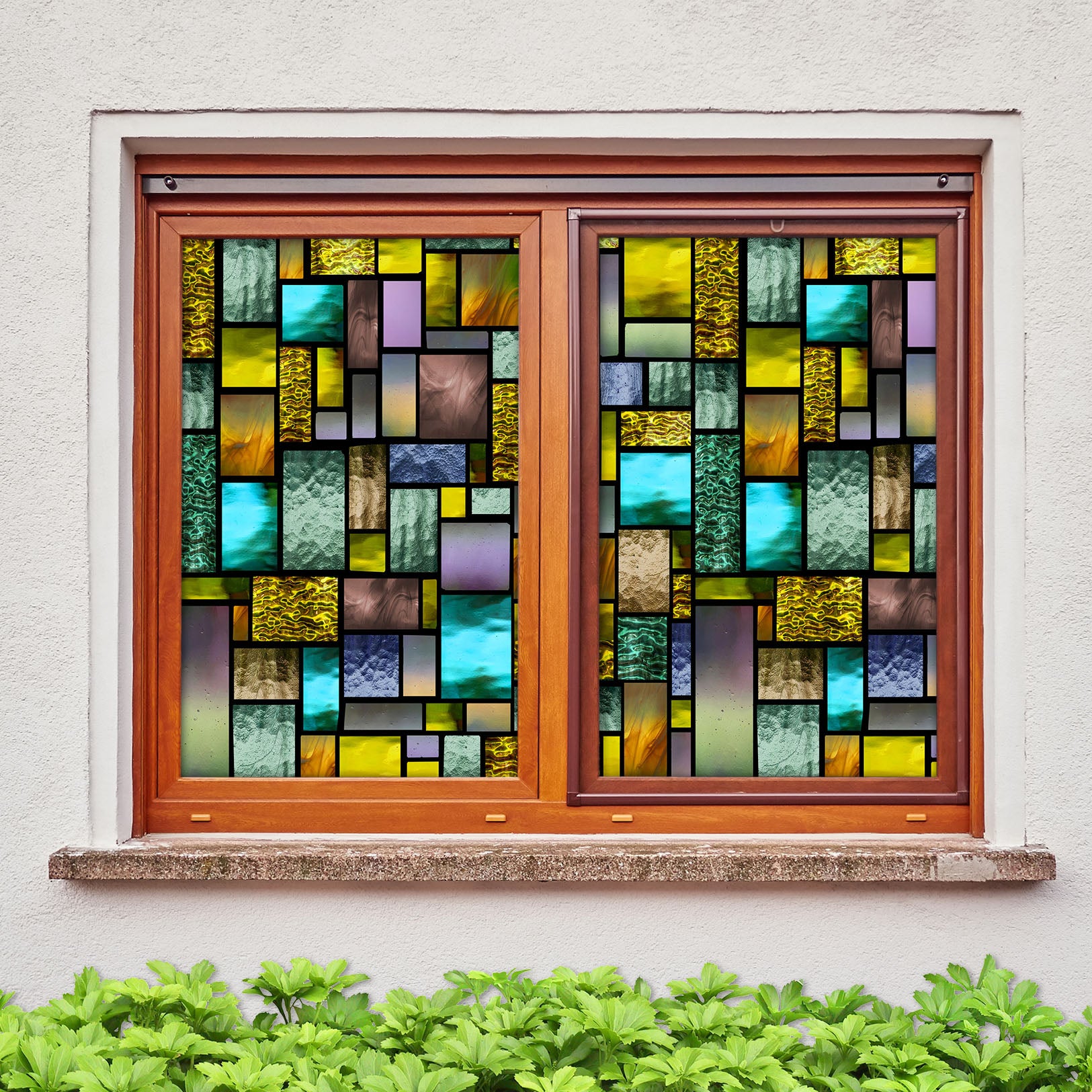 3D Rectangular Graphics 297 Window Film Print Sticker Cling Stained Glass UV Block