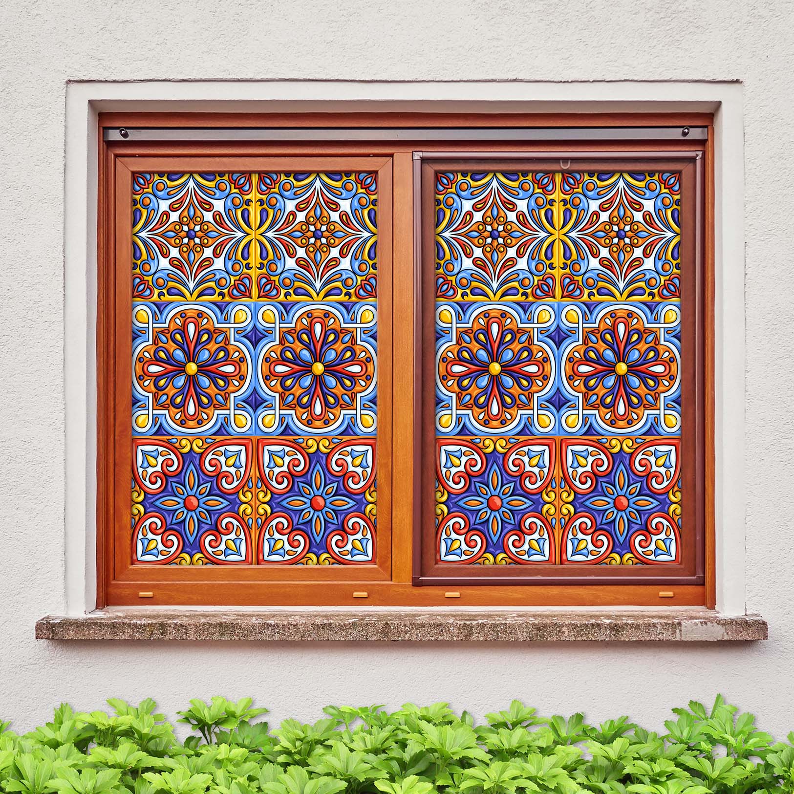 3D Embroidery Pattern 098 Window Film Print Sticker Cling Stained Glass UV Block