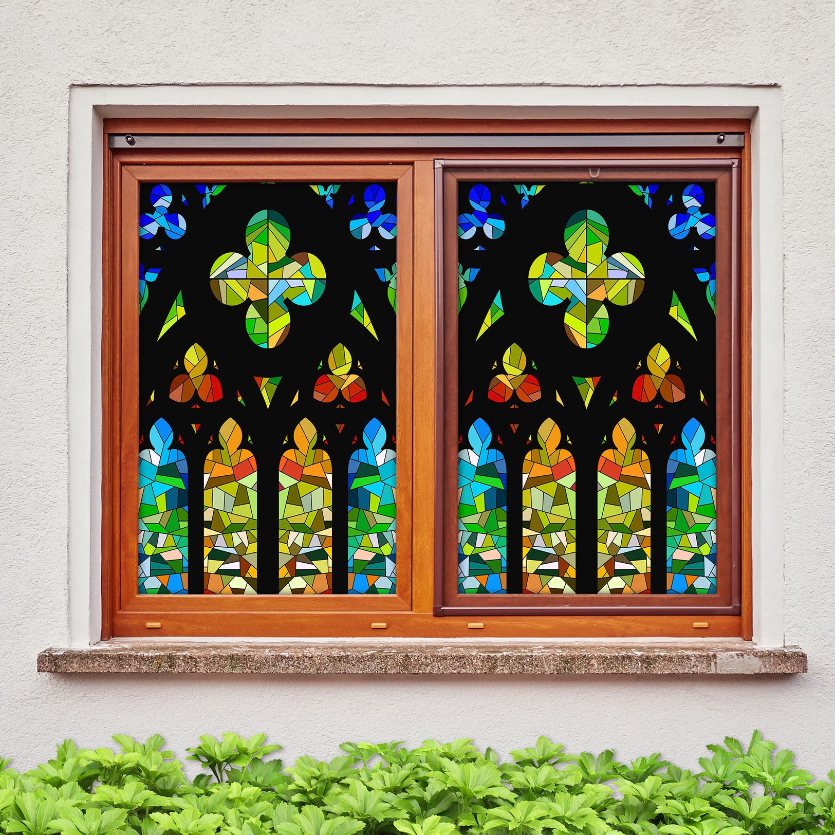 3D Color Graphics 384 Window Film Print Sticker Cling Stained Glass UV Block