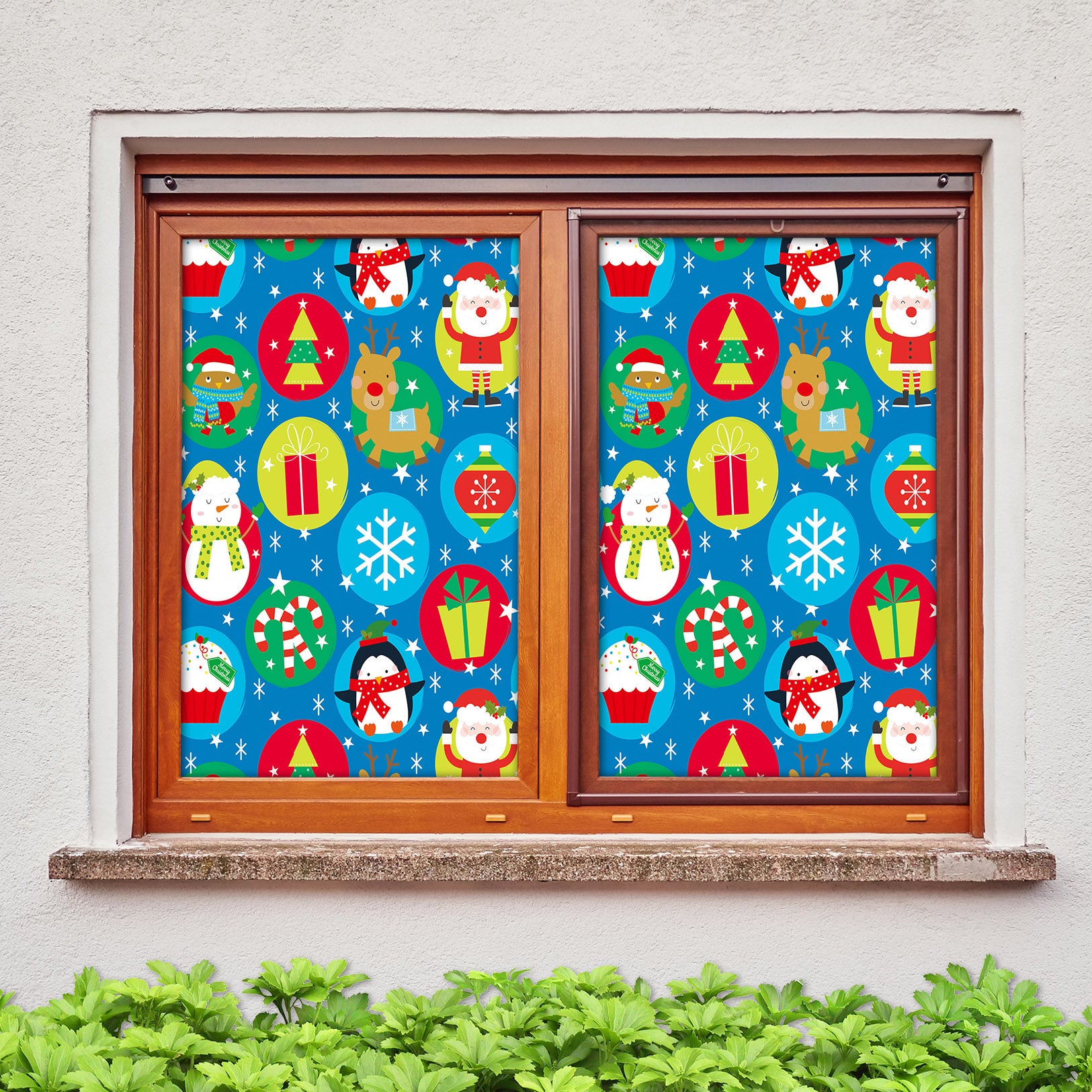 3D Snowflake Santa Claus Pattern 31085 Christmas Window Film Print Sticker Cling Stained Glass Xmas