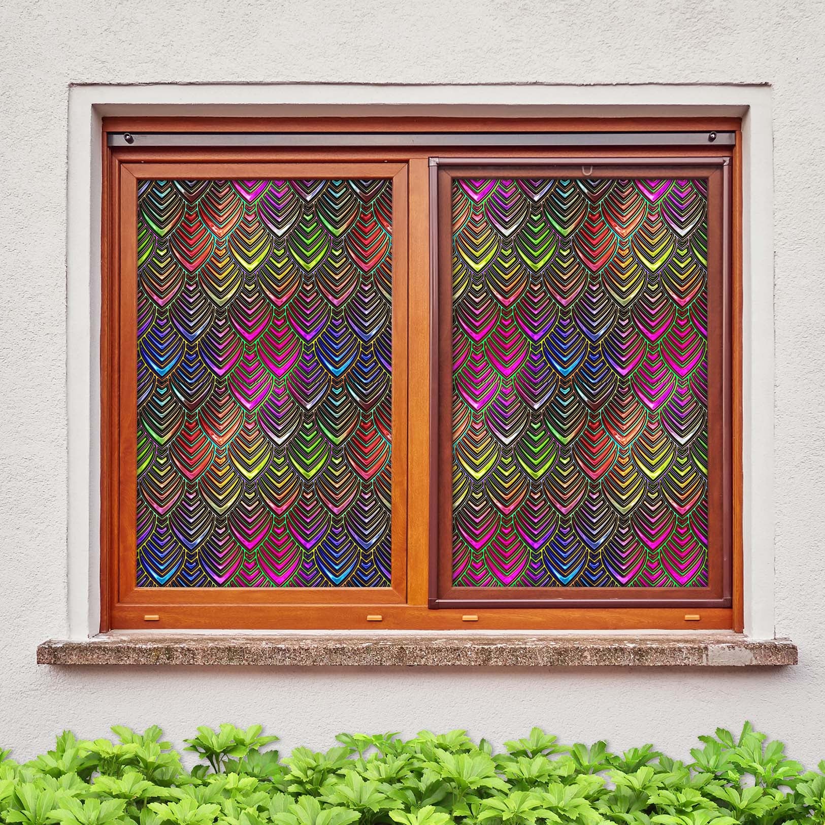 3D Color Rhombus 090 Window Film Print Sticker Cling Stained Glass UV Block