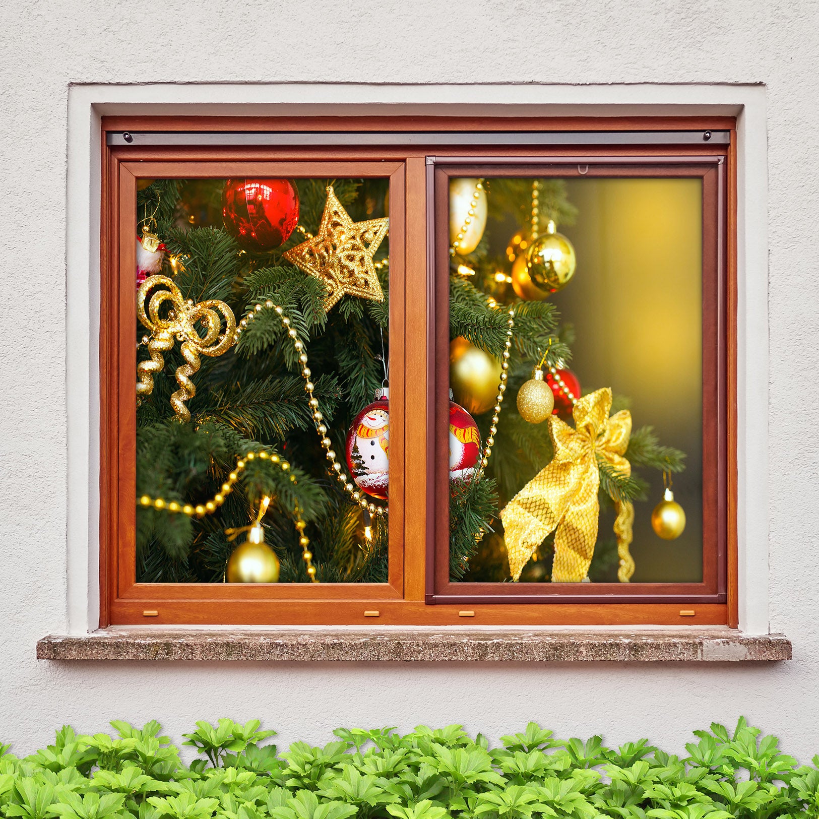 3D Christmas Tree Pendant 30041 Christmas Window Film Print Sticker Cling Stained Glass Xmas