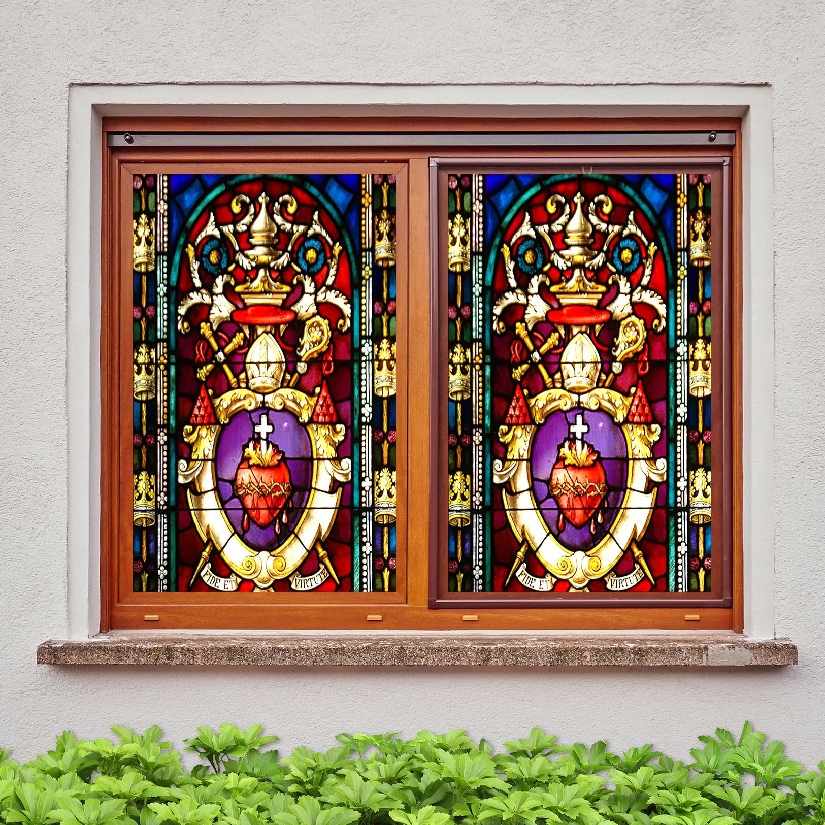 3D Heart Religion 255 Window Film Print Sticker Cling Stained Glass UV Block