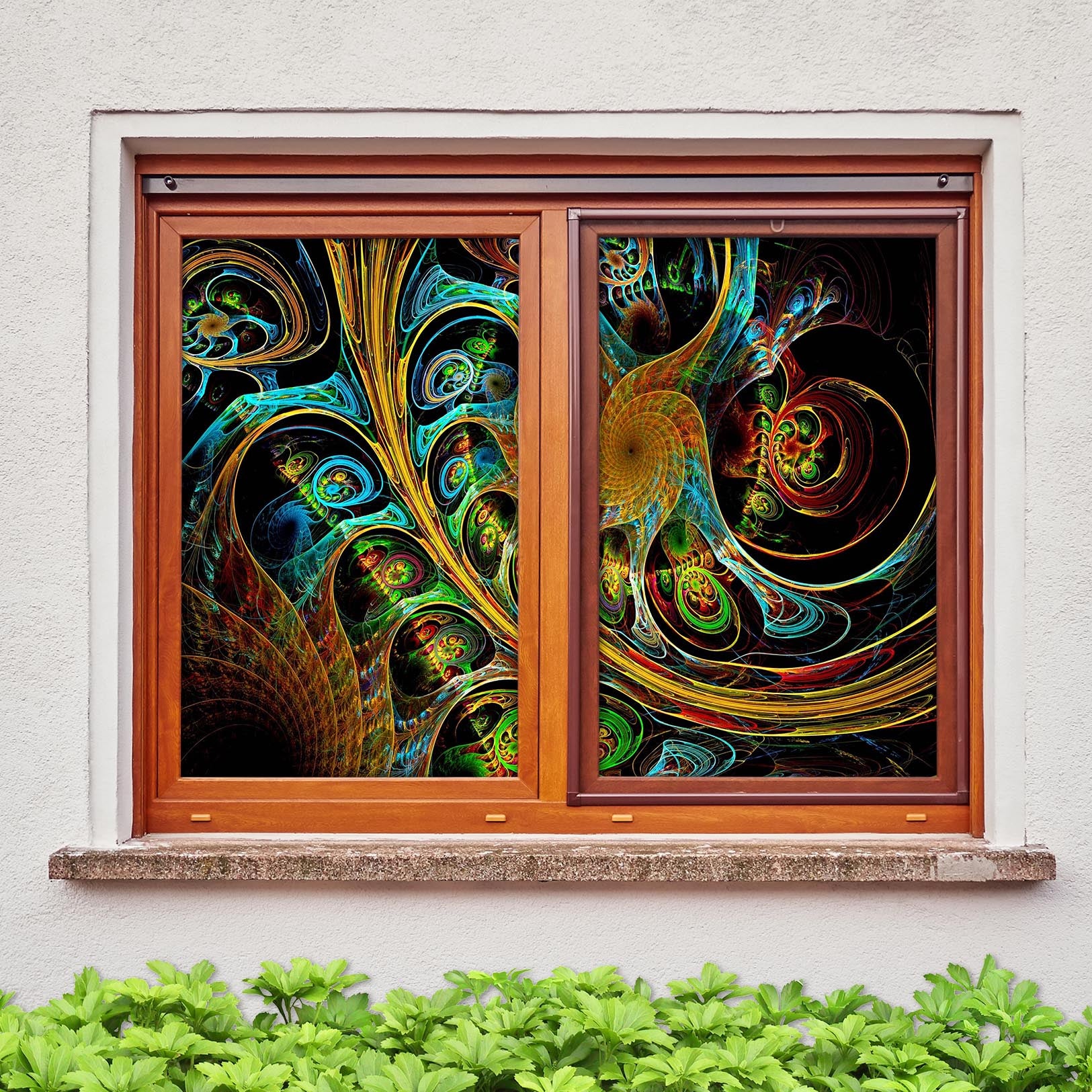 3D Abstract Art 315 Window Film Print Sticker Cling Stained Glass UV Block