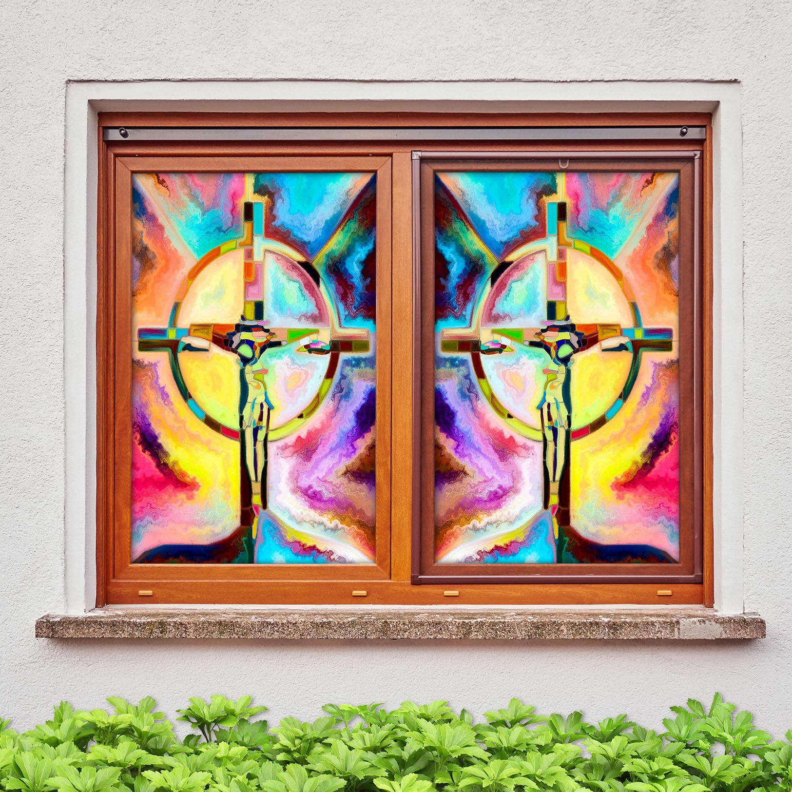 3D Golden Christianity 248 Window Film Print Sticker Cling Stained Glass UV Block