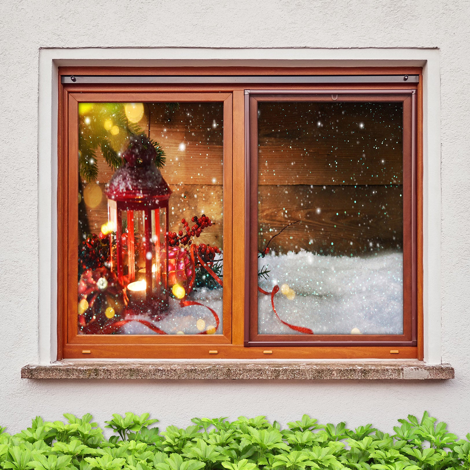 3D Snow Candle 31050 Christmas Window Film Print Sticker Cling Stained Glass Xmas