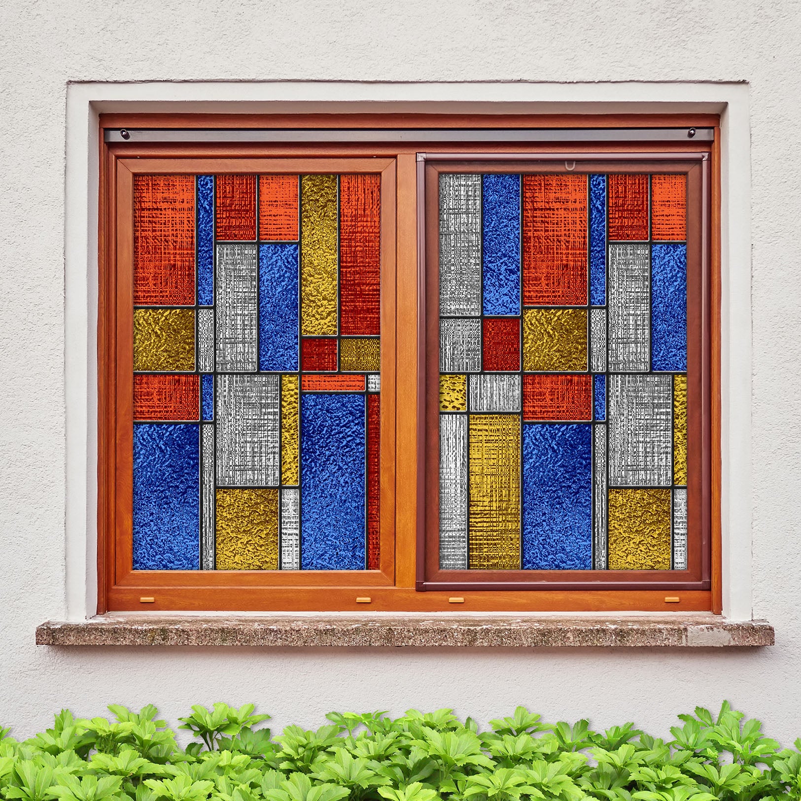 3D Color Square 103 Window Film Print Sticker Cling Stained Glass UV Block