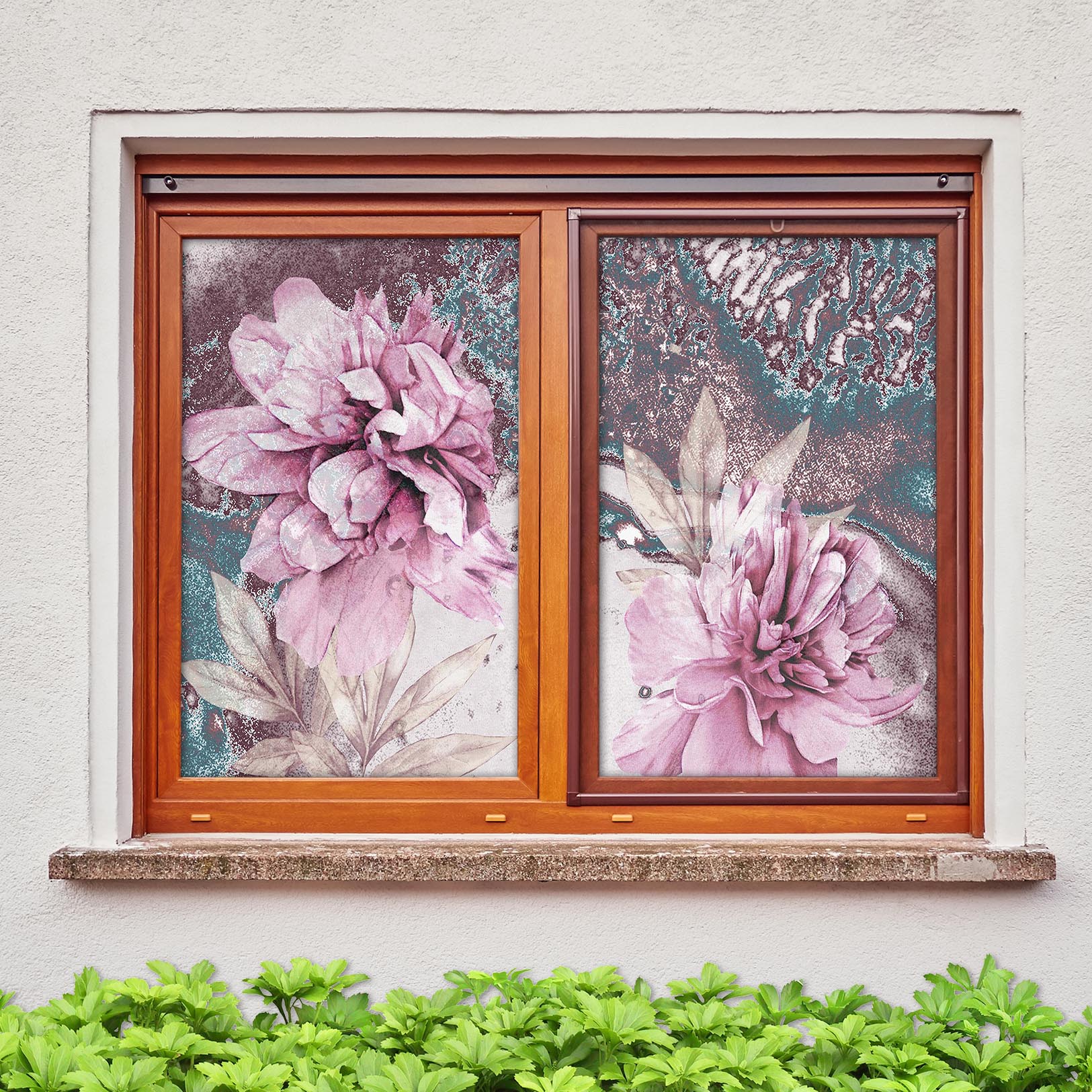 3D Pink Flower 426 Window Film Print Sticker Cling Stained Glass UV Block