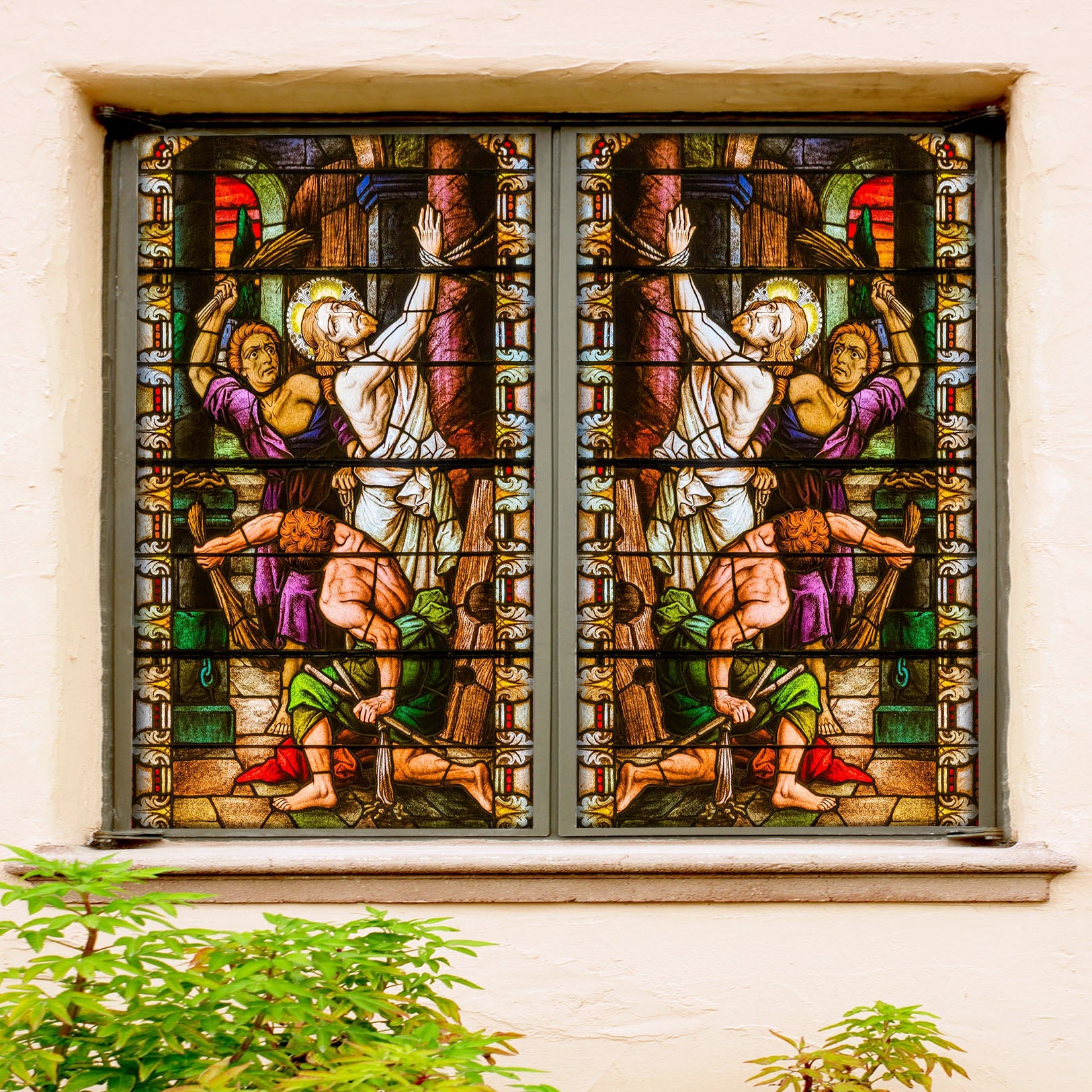 3D Tortured Religion 237 Window Film Print Sticker Cling Stained Glass UV Block