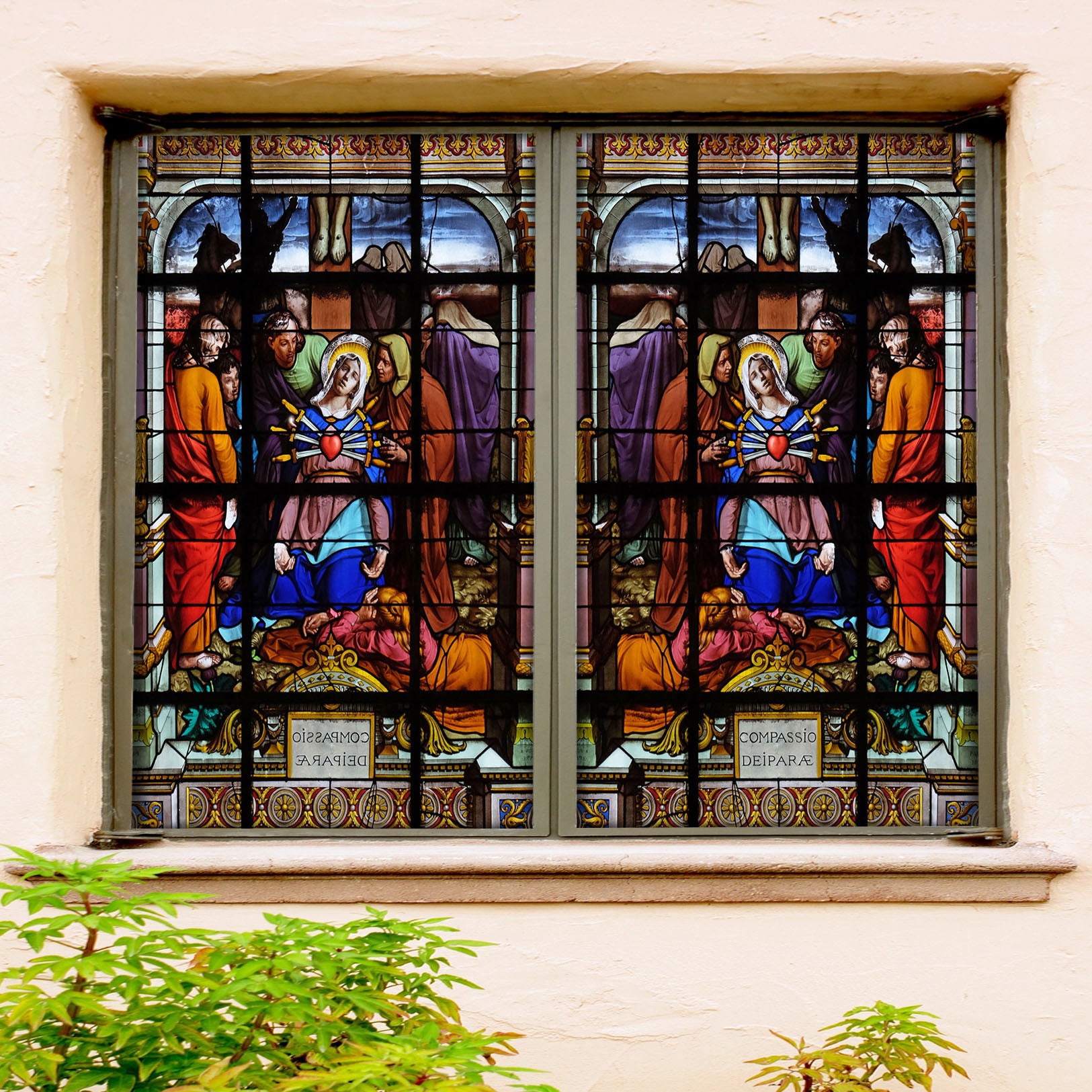 3D Red Heart 206 Window Film Print Sticker Cling Stained Glass UV Block