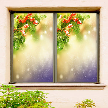 3D Branches 31057 Christmas Window Film Print Sticker Cling Stained Glass Xmas