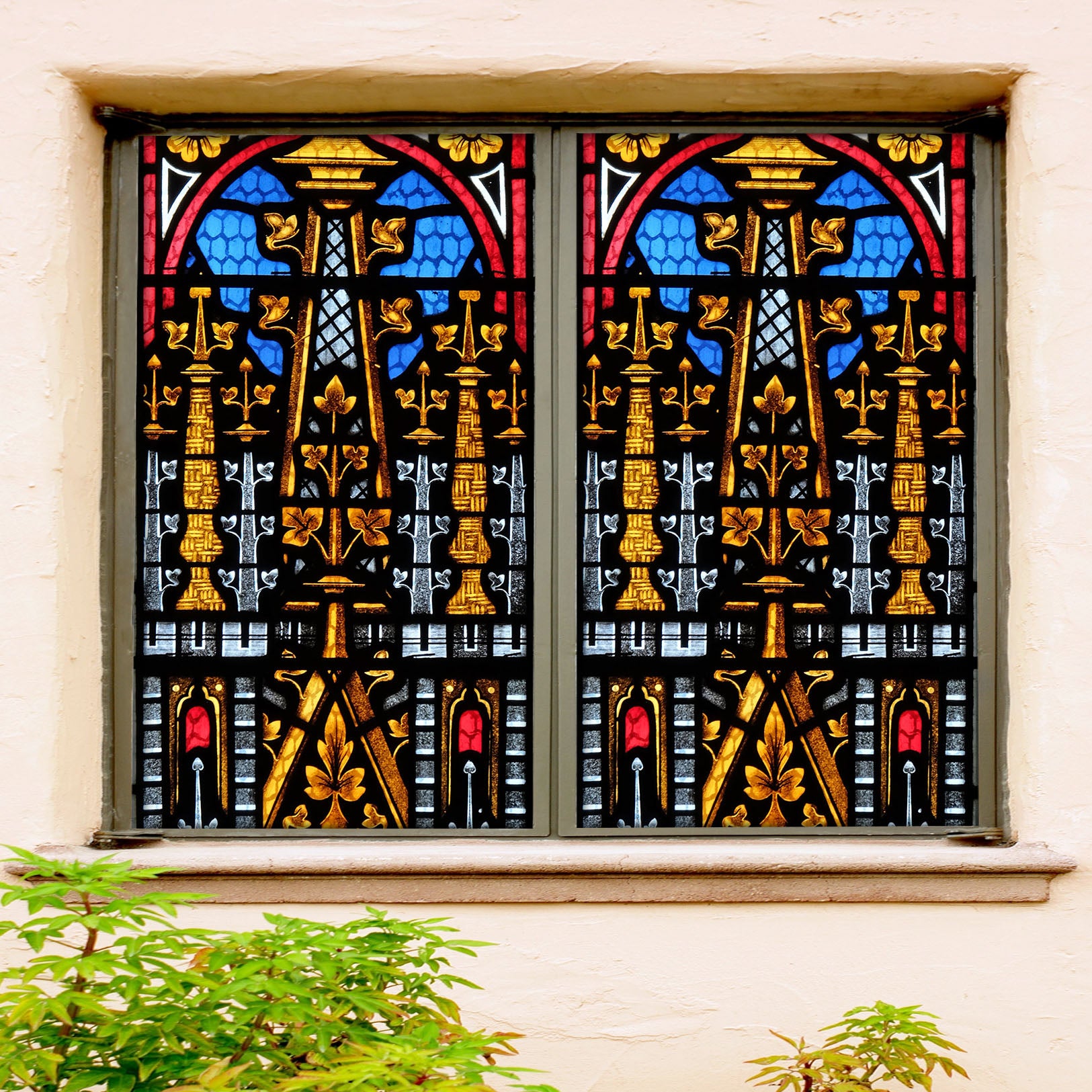 3D Golden Pattern 194 Window Film Print Sticker Cling Stained Glass UV Block