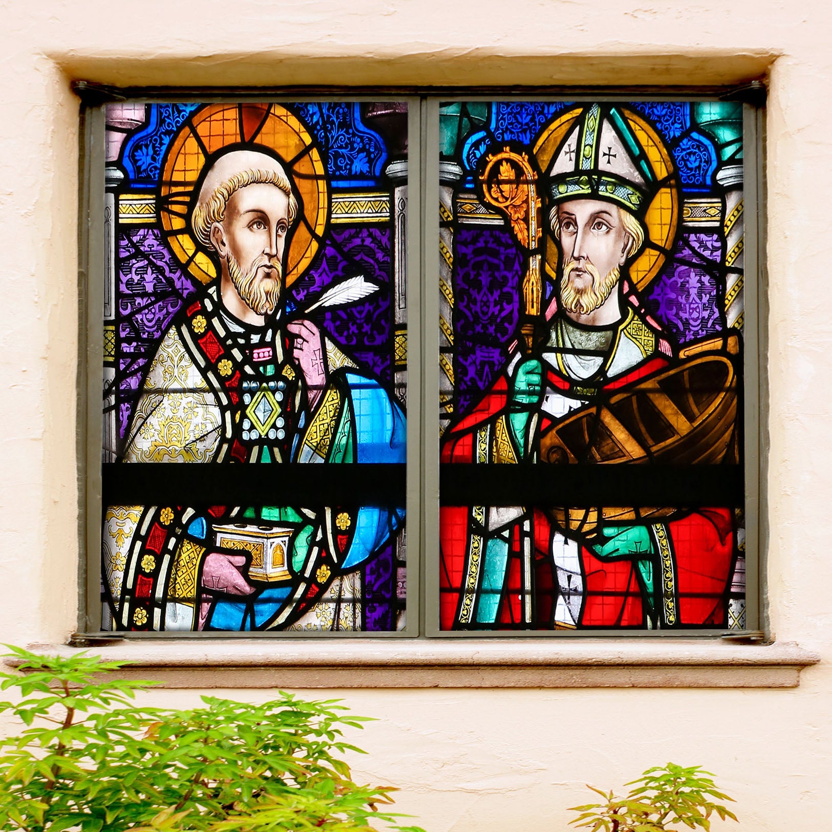 3D Catholic Old Man 158 Window Film Print Sticker Cling Stained Glass UV Block