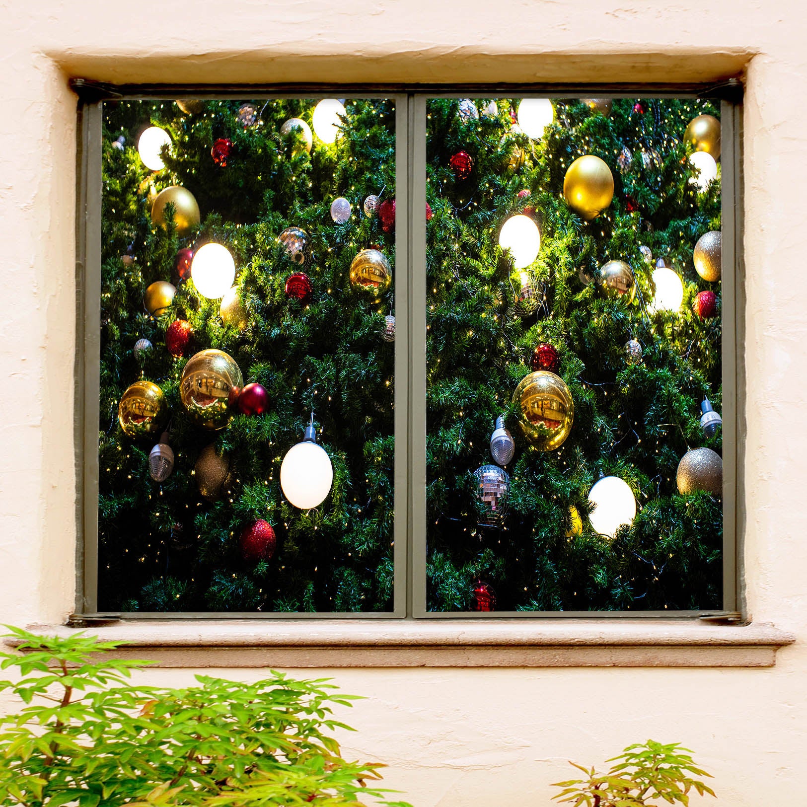 3D Hanging Ball 30089 Christmas Window Film Print Sticker Cling Stained Glass Xmas