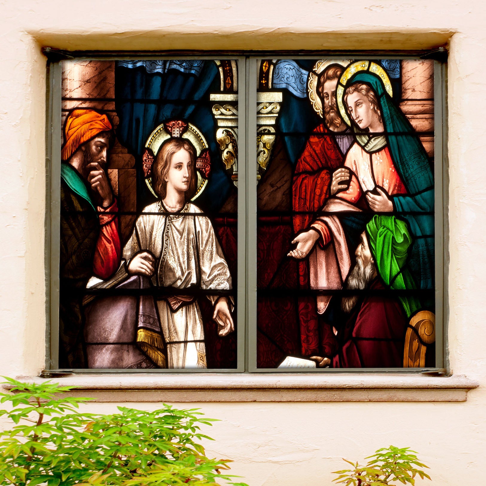 3D Church Believer 283 Window Film Print Sticker Cling Stained Glass UV Block