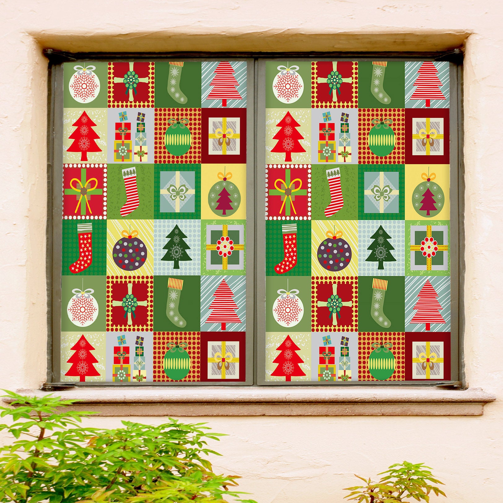 3D Christmas Cube 30071 Christmas Window Film Print Sticker Cling Stained Glass Xmas